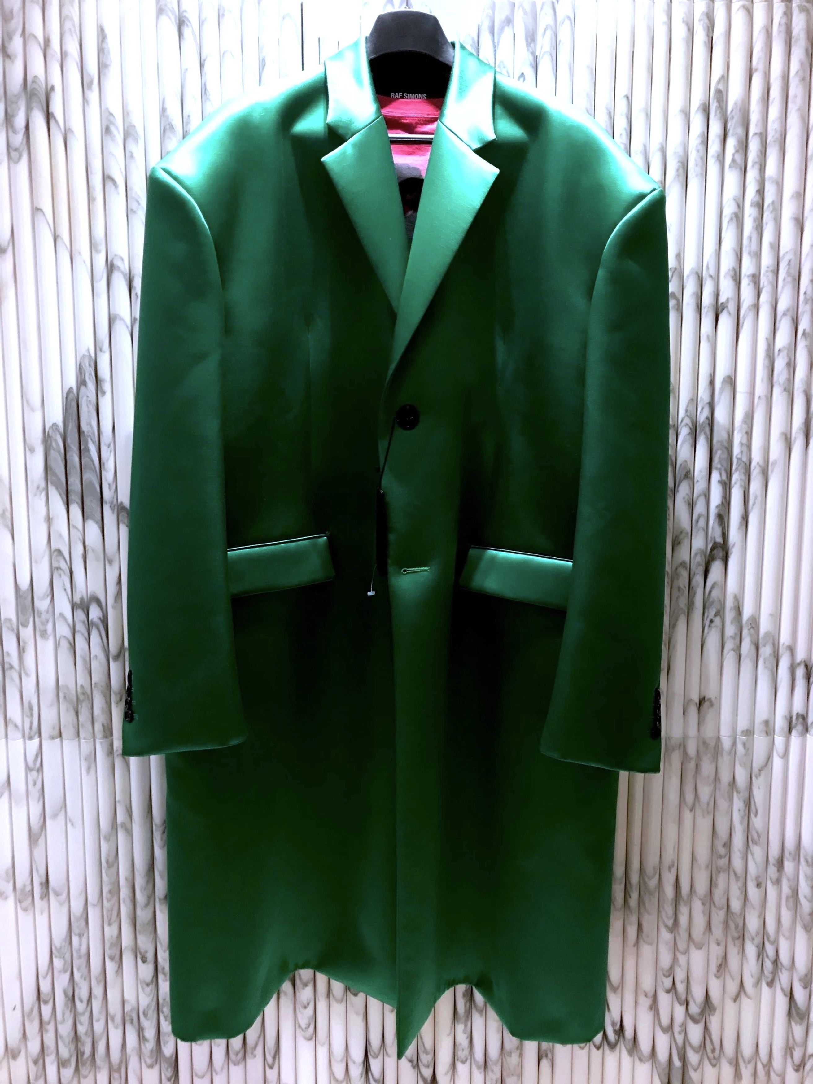 Raf Simons HOLY GRAIL EMERALD GREEN DUCHESS SATIN CHESTERFIELD COAT Size US M / EU 48-50 / 2 - 3 Thumbnail