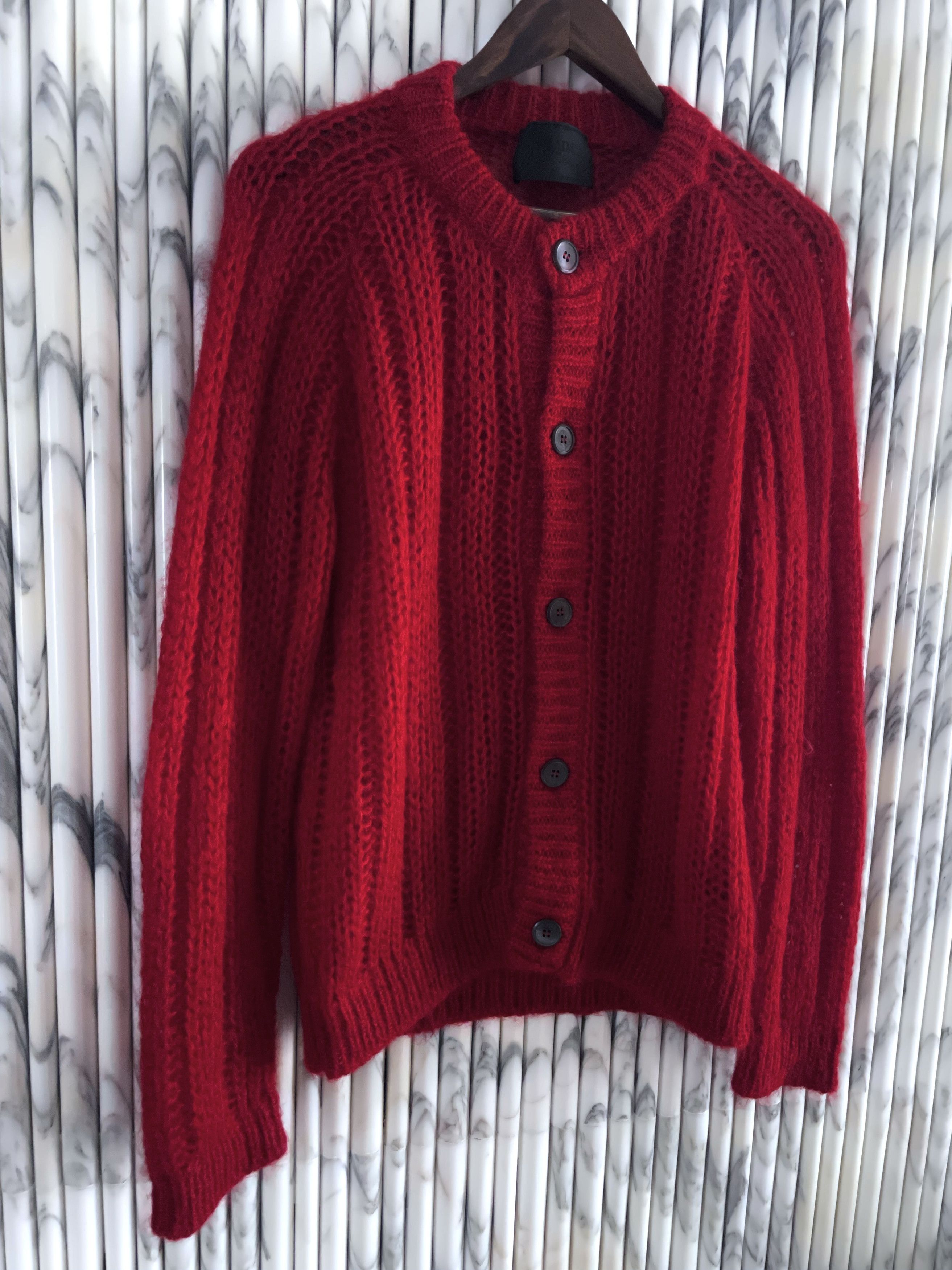 Prada VIVID ROUGE RED MOHAIR CARDIGAN Grailed