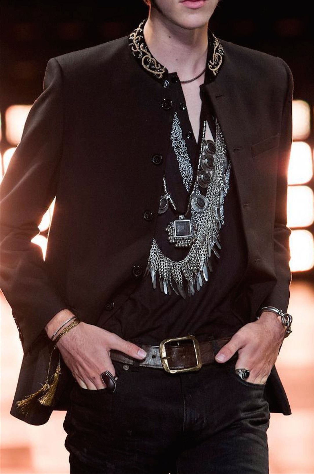 Hedi Slimane × Saint Laurent Paris HOLYGRAIL SS15 PSYCH ROCK FEATHER CHAIN SILVER NECKLACE Size ONE SIZE - 13 Thumbnail