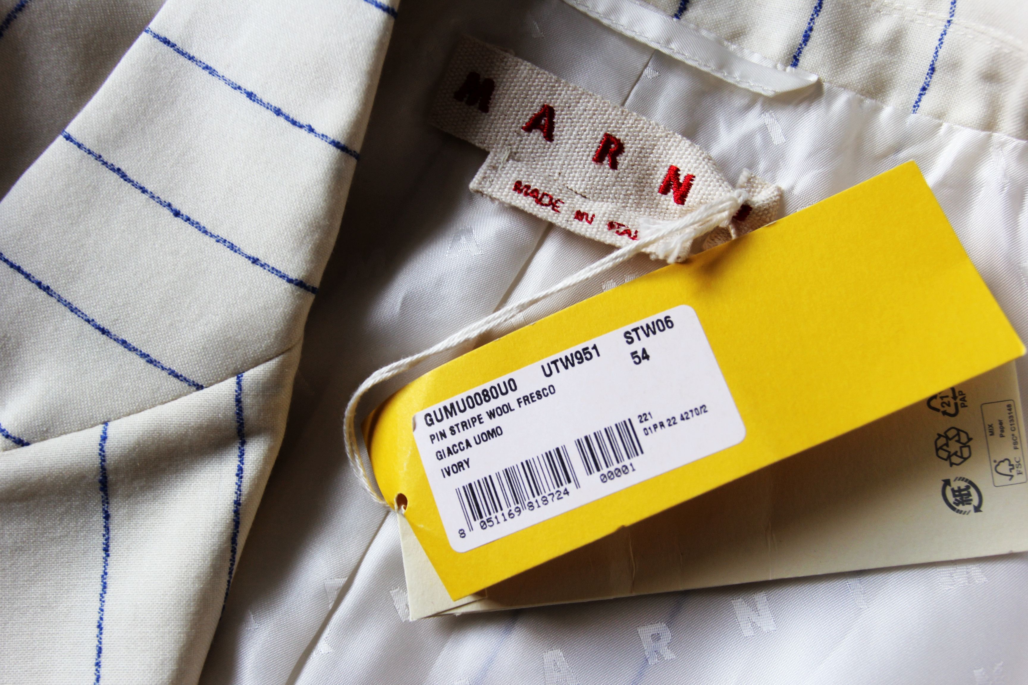 Marni BNWT SS22 MARNI PIN STRIPE WOL FRESCO JACKET 54 Size US L / EU 52-54 / 3 - 8 Thumbnail