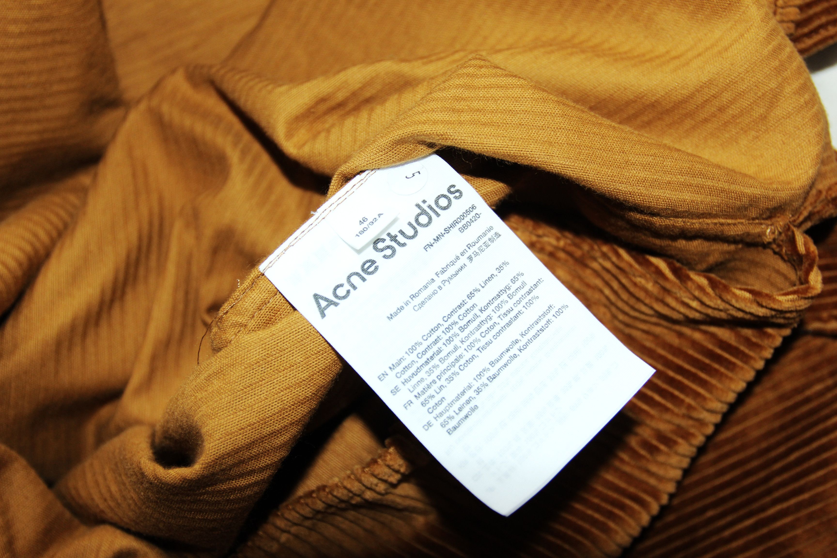 Acne Studios BNWT SS22 ACNE STUDIOS CORDUROY SHIRT 46 Size US S / EU 44-46 / 1 - 9 Thumbnail
