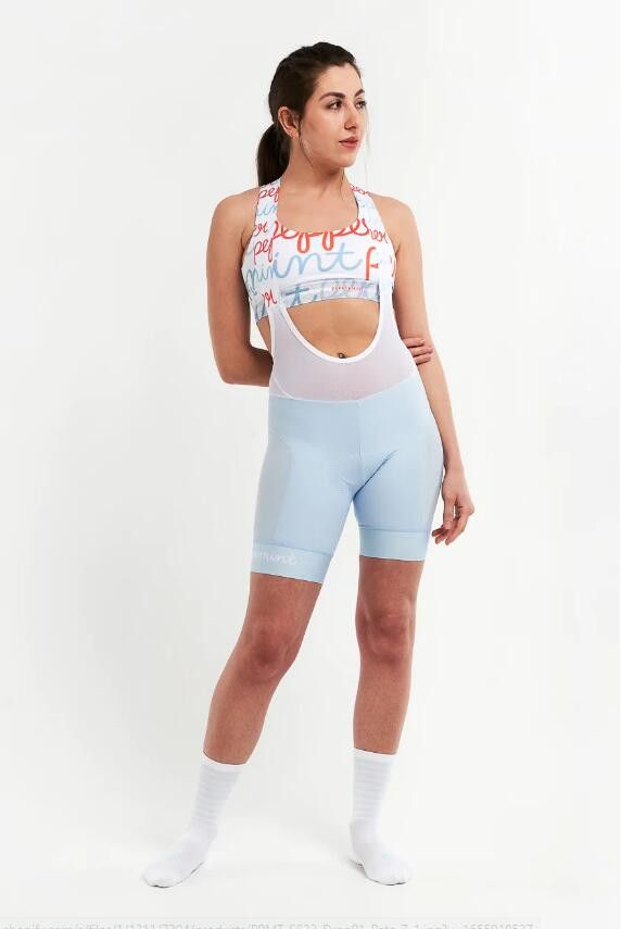 image of Ss22 Peppermint Bike Bib Overalls XL in Blue, Women's (Size 32)