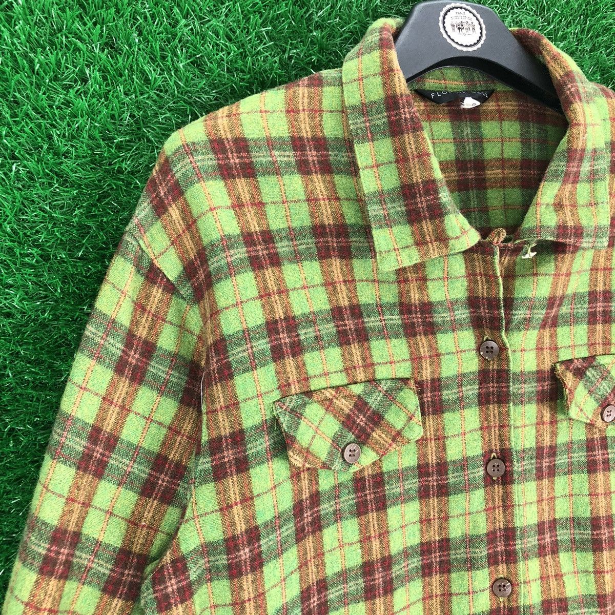 Flannel Vintage 80's Wool Flannel Tartan Check by Florrie Bell Size US M / EU 48-50 / 2 - 2 Thumbnail