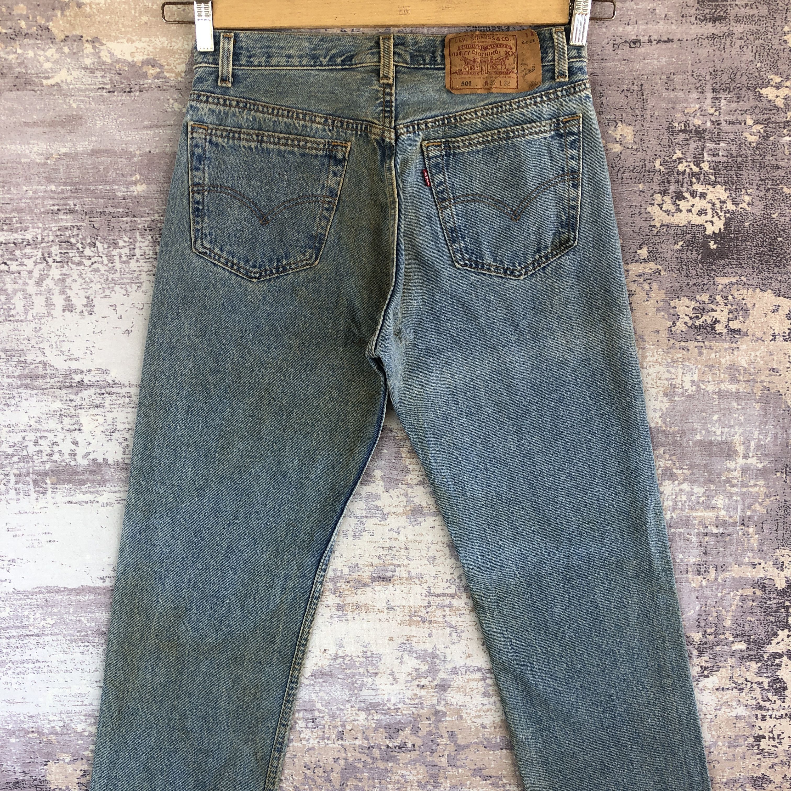 Levi's × Vintage Vintage 90s Levis 501 Sun Faded Jeans Levi's Stonewash Denim Size US 30 / EU 46 - 4 Thumbnail