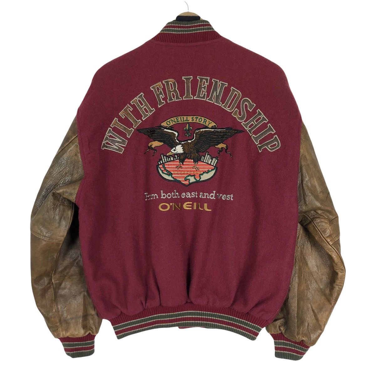 O'Neill Vintage 90s O’neill Wool Leather Varsity Jacket Big Logo Size US XL / EU 56 / 4 - 1 Thumbnail
