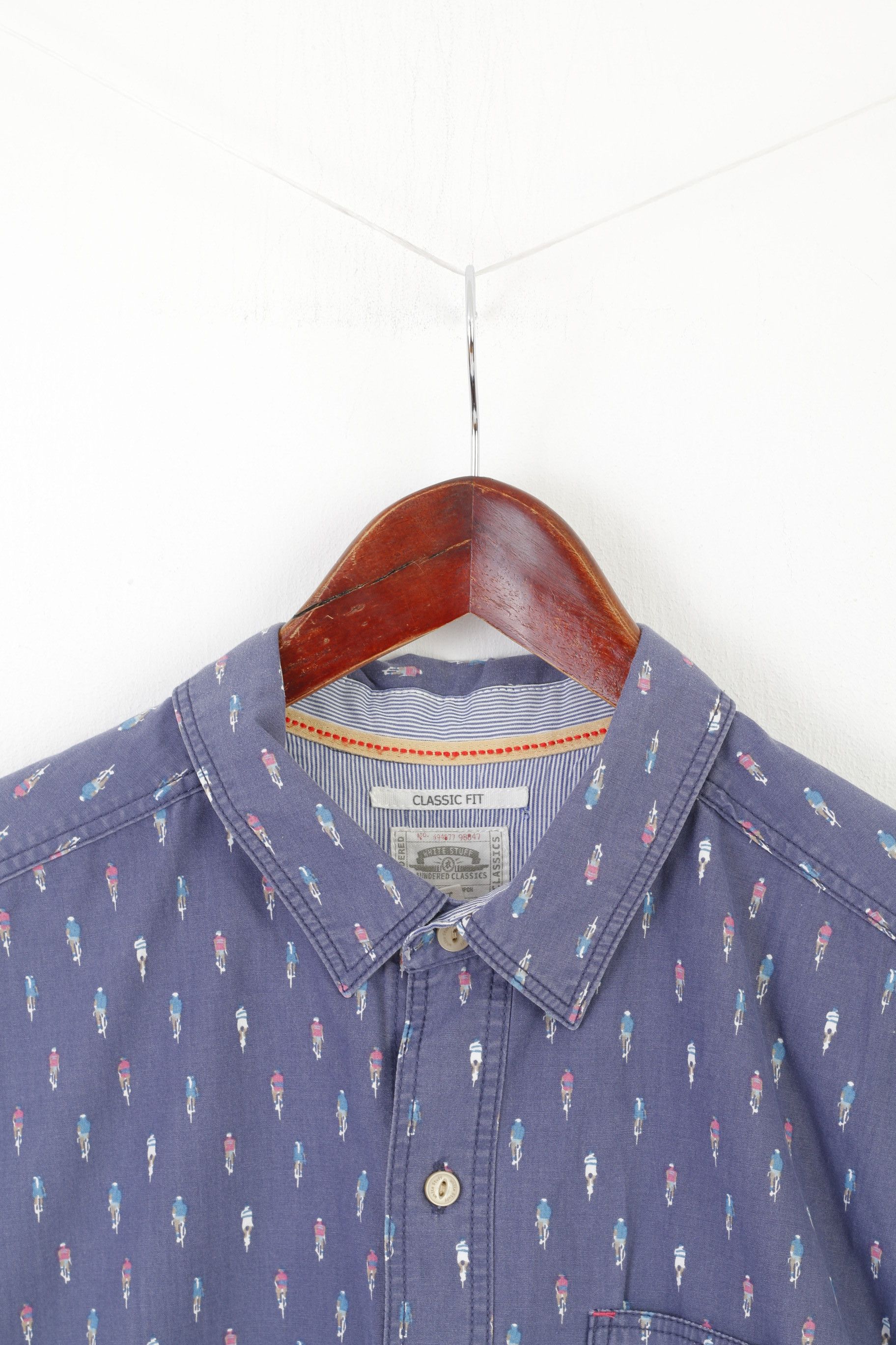 Vintage White Stuff Men L Casual Shirt Navy Bike Pattern 7901 Size US L / EU 52-54 / 3 - 2 Thumbnail