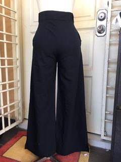 Wide black wool pants