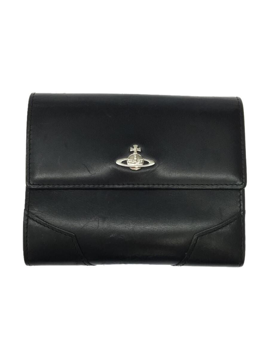 Pre-owned Vivienne Westwood Orb Button Leather Wallet In Black