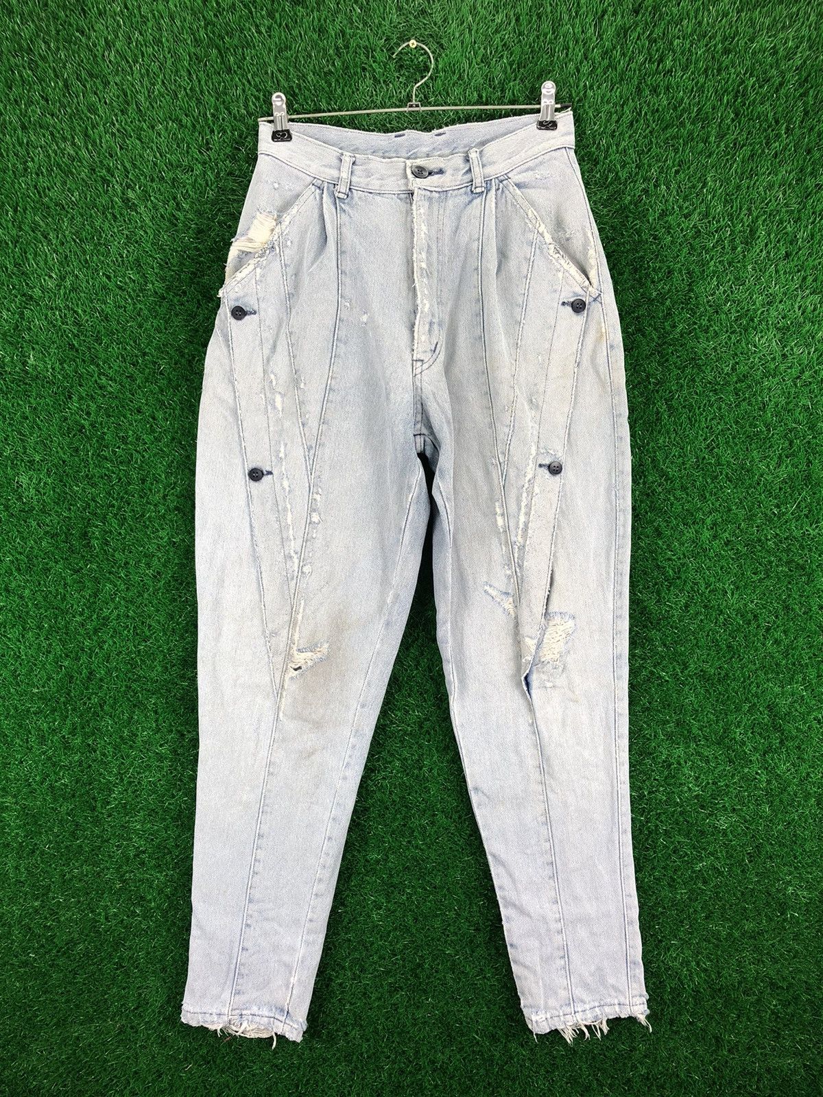 Vintage 80's Distressed Denim Pants Avant Garde