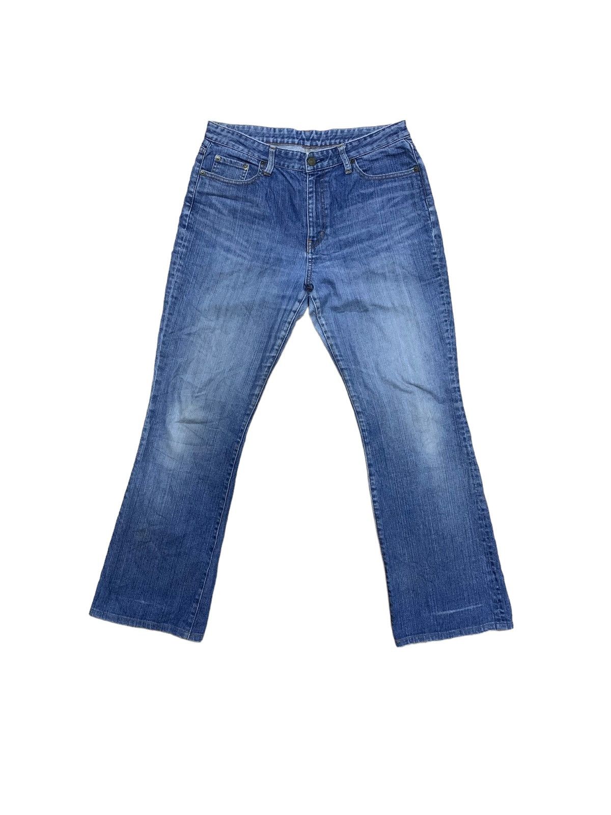 image of Jun Takahashi x Uniqlo Japanese Uniqlo Flare Blue Denim Pants, Men's (Size 33)