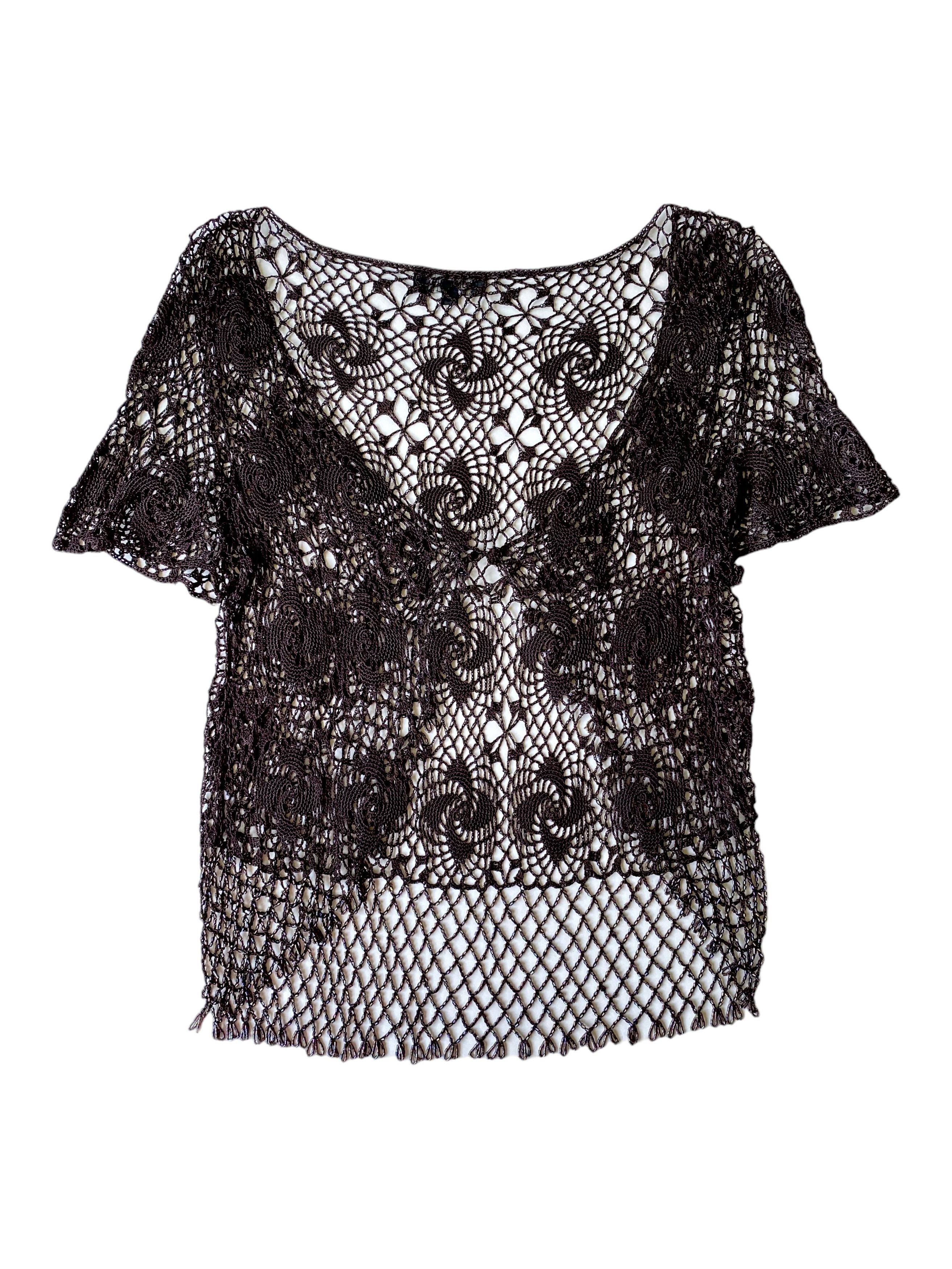 Vintage Women's Vintage Fishnet Crochet Top 2/M Size M / US 6-8 / IT 42-44 - 2 Thumbnail
