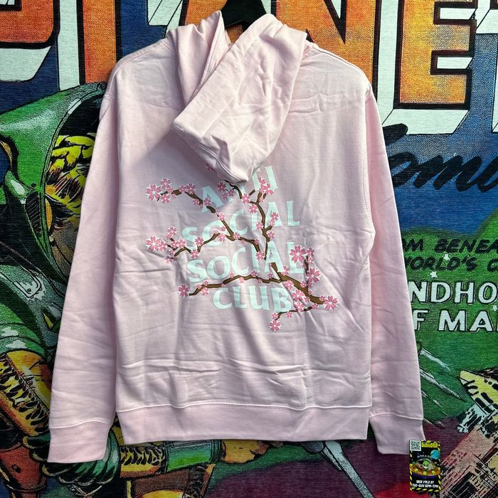 Anti social social club 2024 pink cherry blossom hoodie