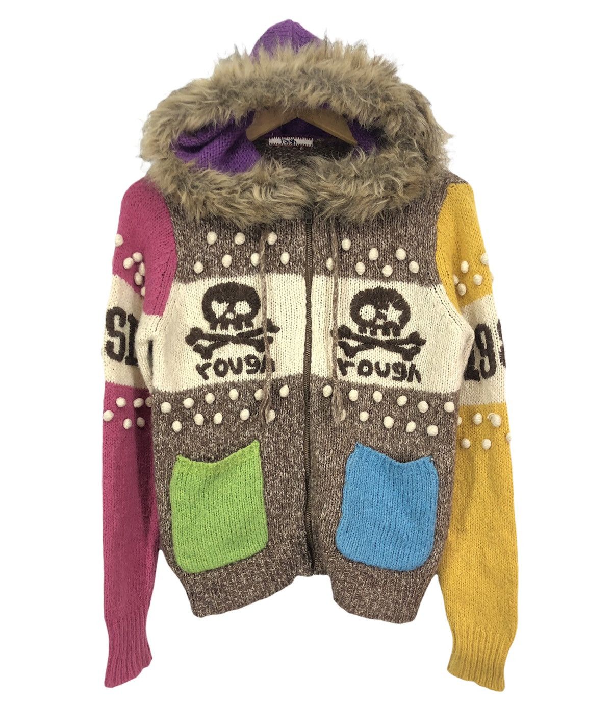 image of Archival Clothing x Union Made Japanese Rough Multicolour Knit Sweater Jacket, Men's (Size Small)