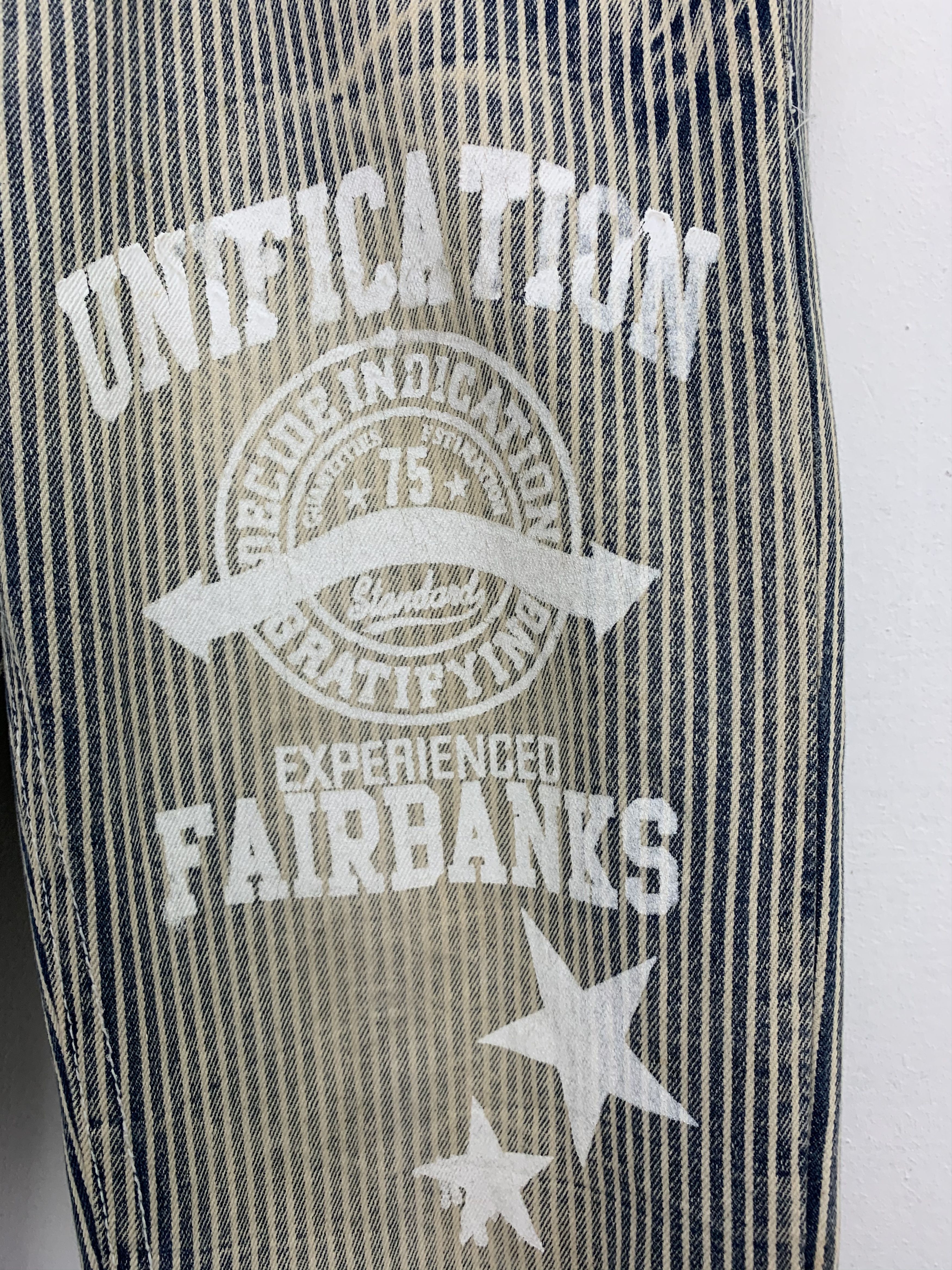 Japanese Brand Custom Patches Pants Distressed Over The Stripe KissXJoker Size US 29 - 9 Thumbnail