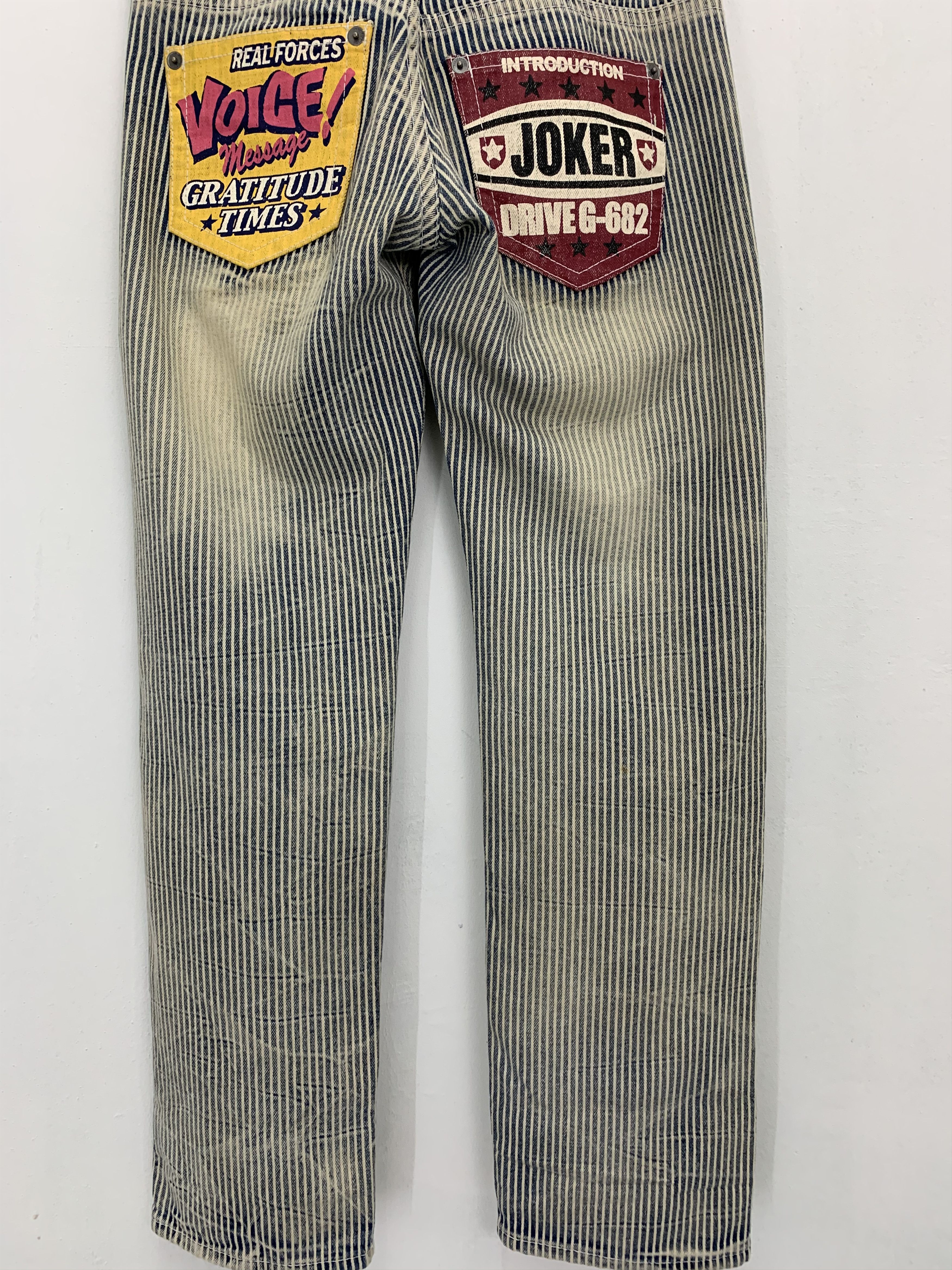 Japanese Brand Custom Patches Pants Distressed Over The Stripe KissXJoker Size US 29 - 16 Thumbnail