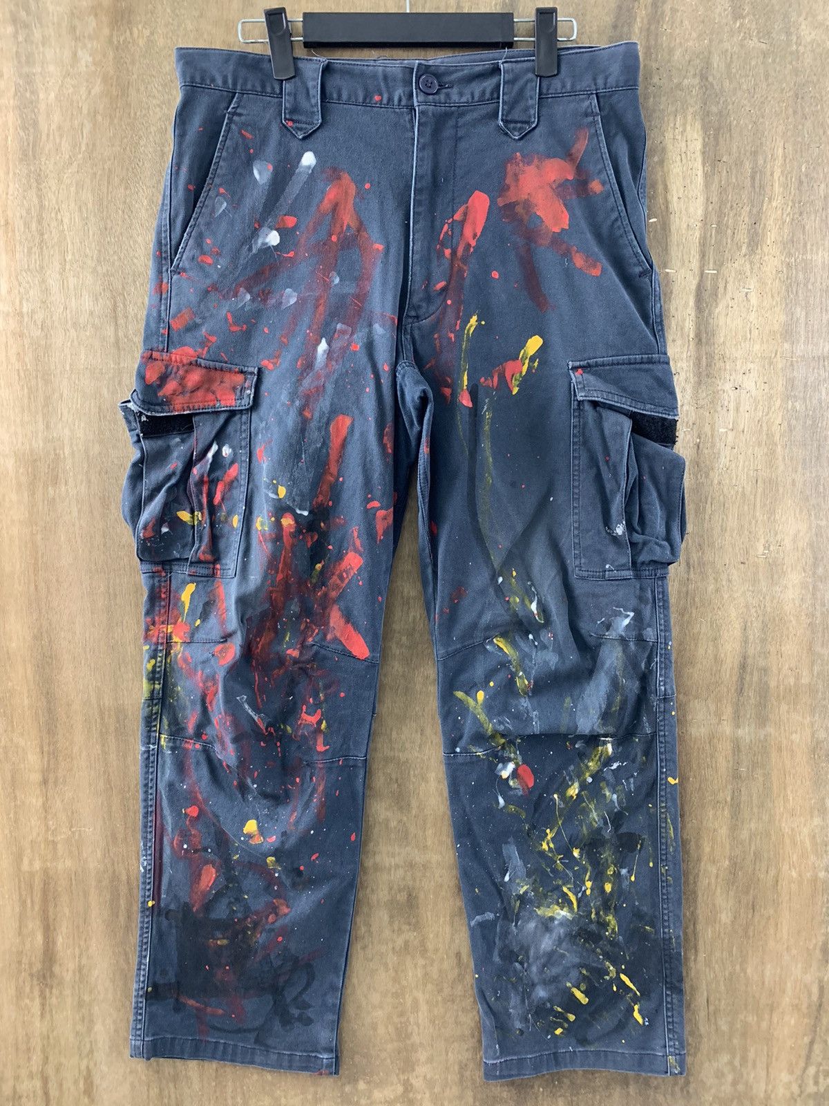 Japanese Brand Cargo Pants Multipocket Painted Custom Vtg Streetwear Size US 31 - 1 Thumbnail
