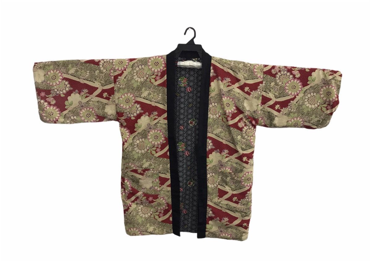 Vintage Kimono Noragi Hanten Floral Motifs Asanoha Art