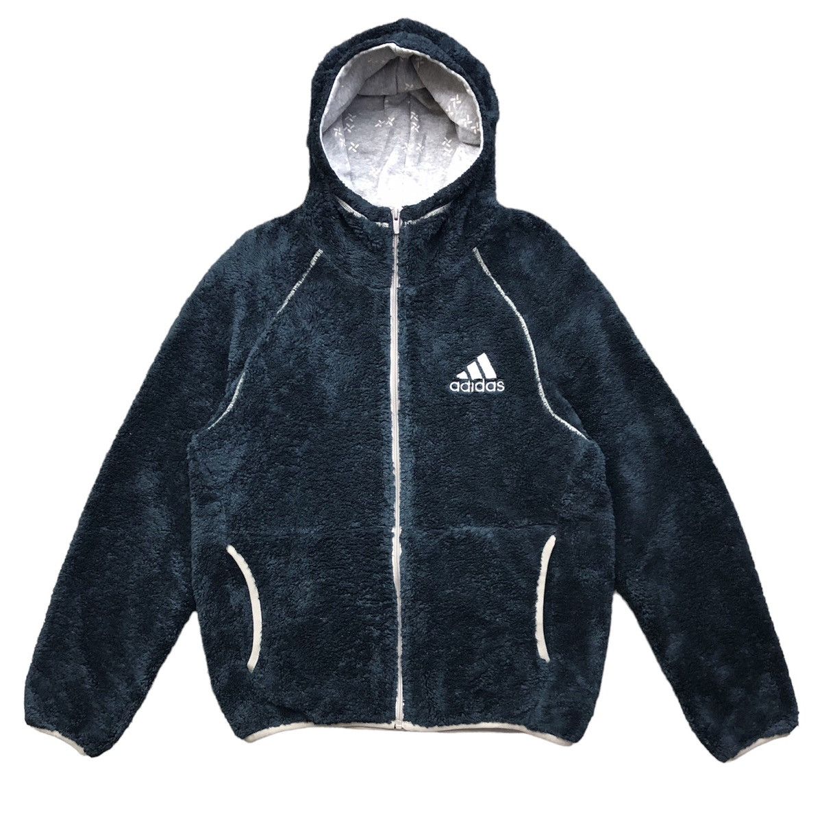 image of Adidas Embroidery Logo Fleece Jacket, Men's (Size Medium)