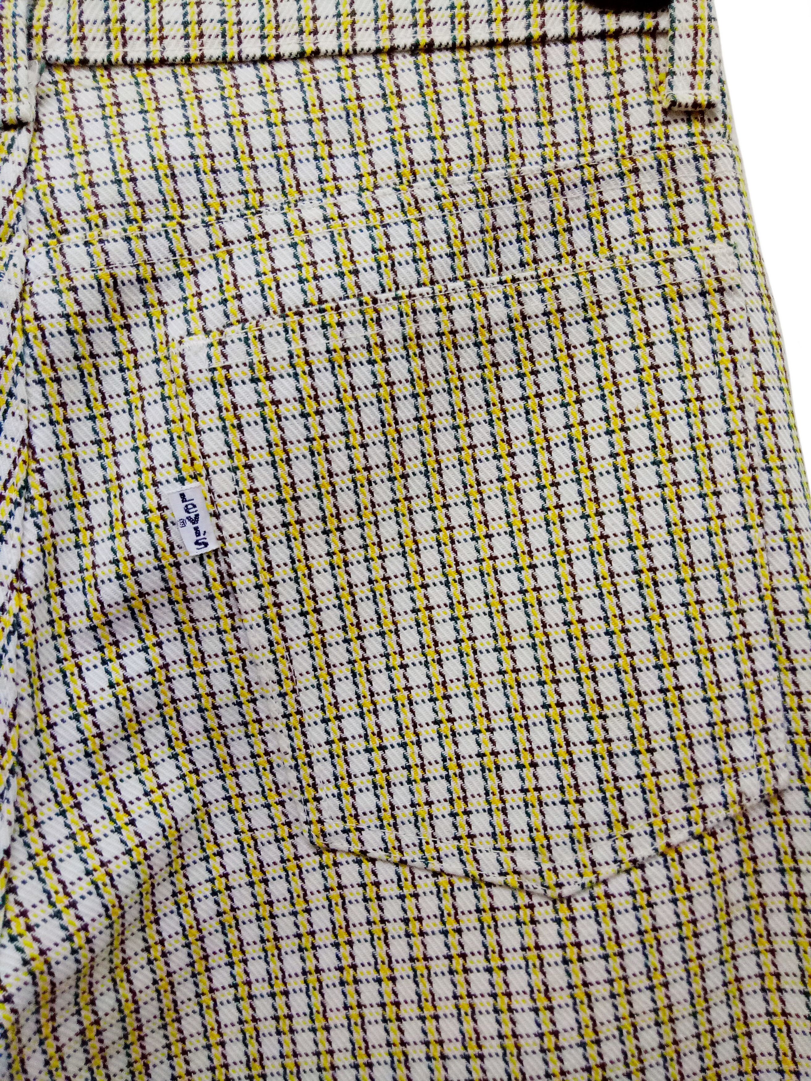 image of VTG Levis Sta-Prest Bootcut Checkered Pants Talon Zip in Yellow/White/Brown, Men's (Size 29)