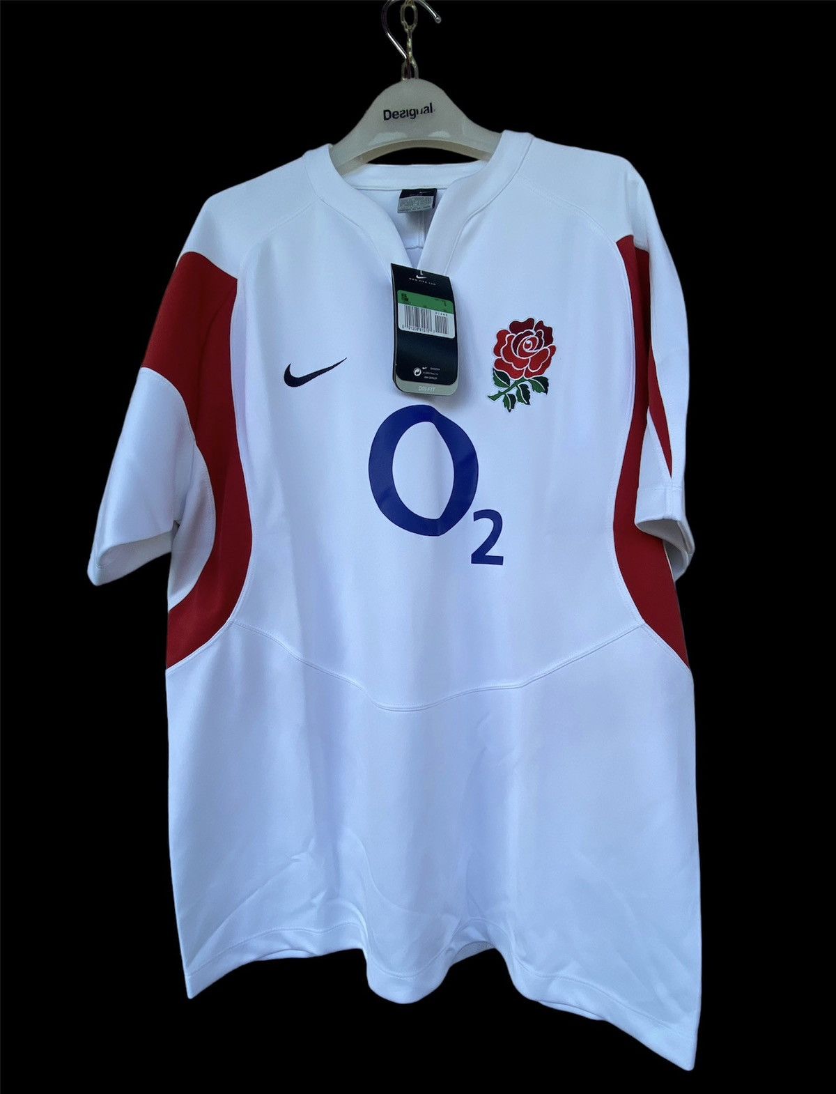 image of New 2005 Nike O2 England Rugby White Jersey Drill Vintage, Men's (Size XL)