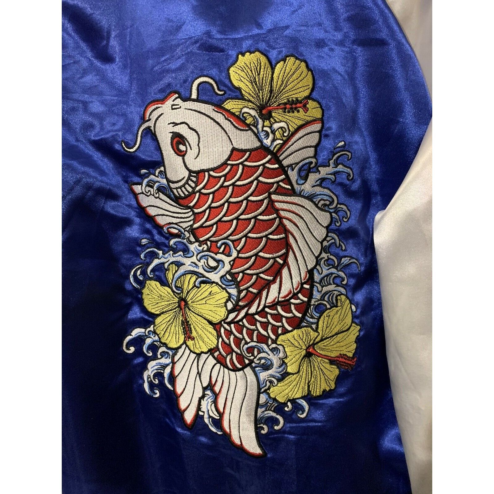 Kayden K Kayden k Koi Fish Baseball Style Jacket Full Zip Blue White Size US XL / EU 56 / 4 - 6 Thumbnail