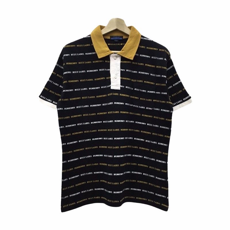 Burberry Rare!! Burberry Blue Label Fullprint Spellout Polo Shirts Size US M / EU 48-50 / 2 - 1 Thumbnail