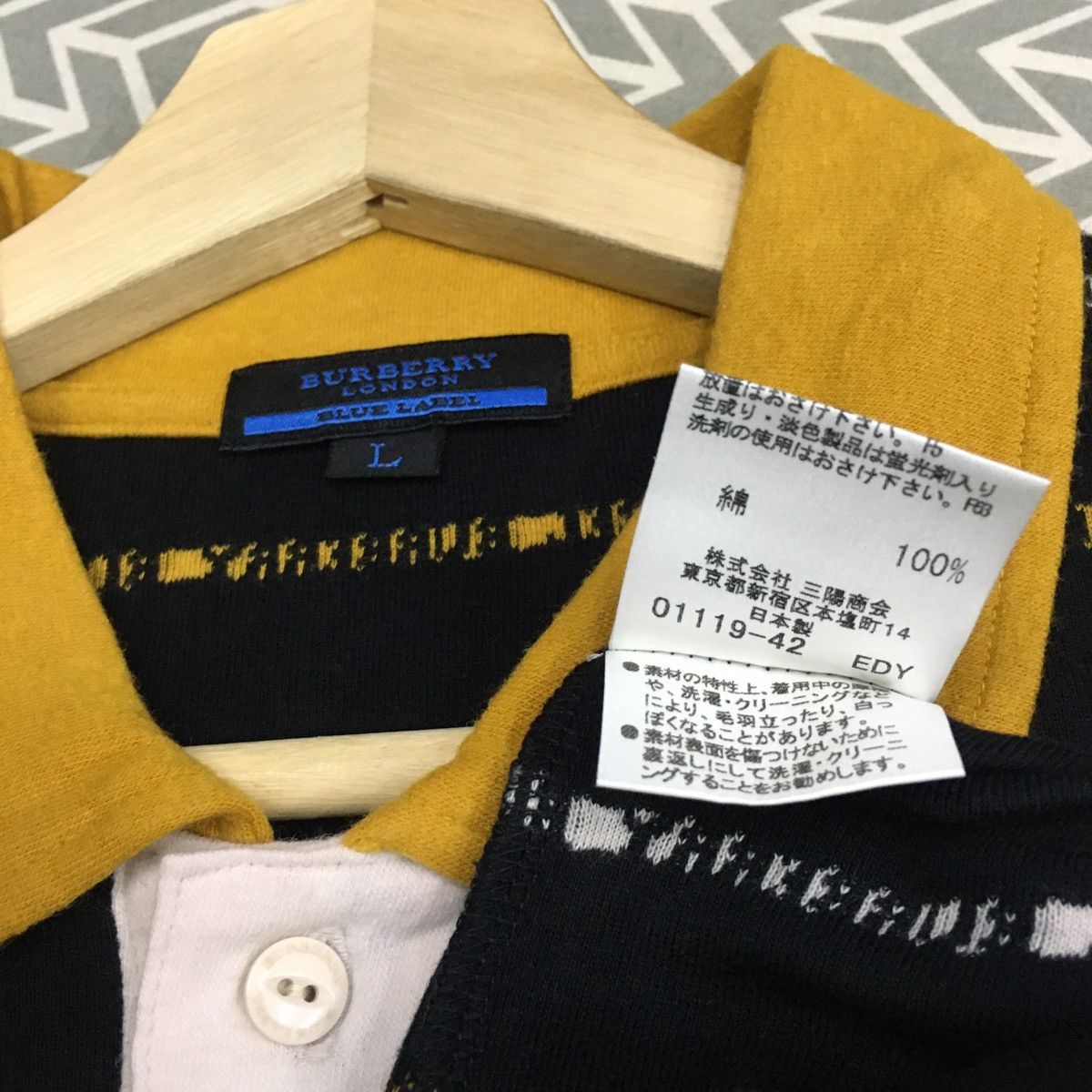 Burberry Rare!! Burberry Blue Label Fullprint Spellout Polo Shirts Size US M / EU 48-50 / 2 - 6 Thumbnail