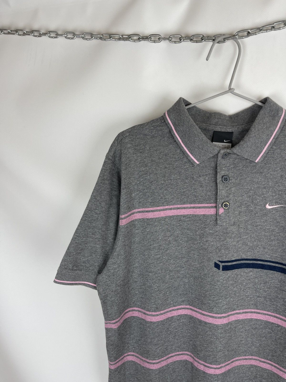 Nike Nike vintage y2k grey striped pink blue tennis court polo Size US M / EU 48-50 / 2 - 3 Thumbnail