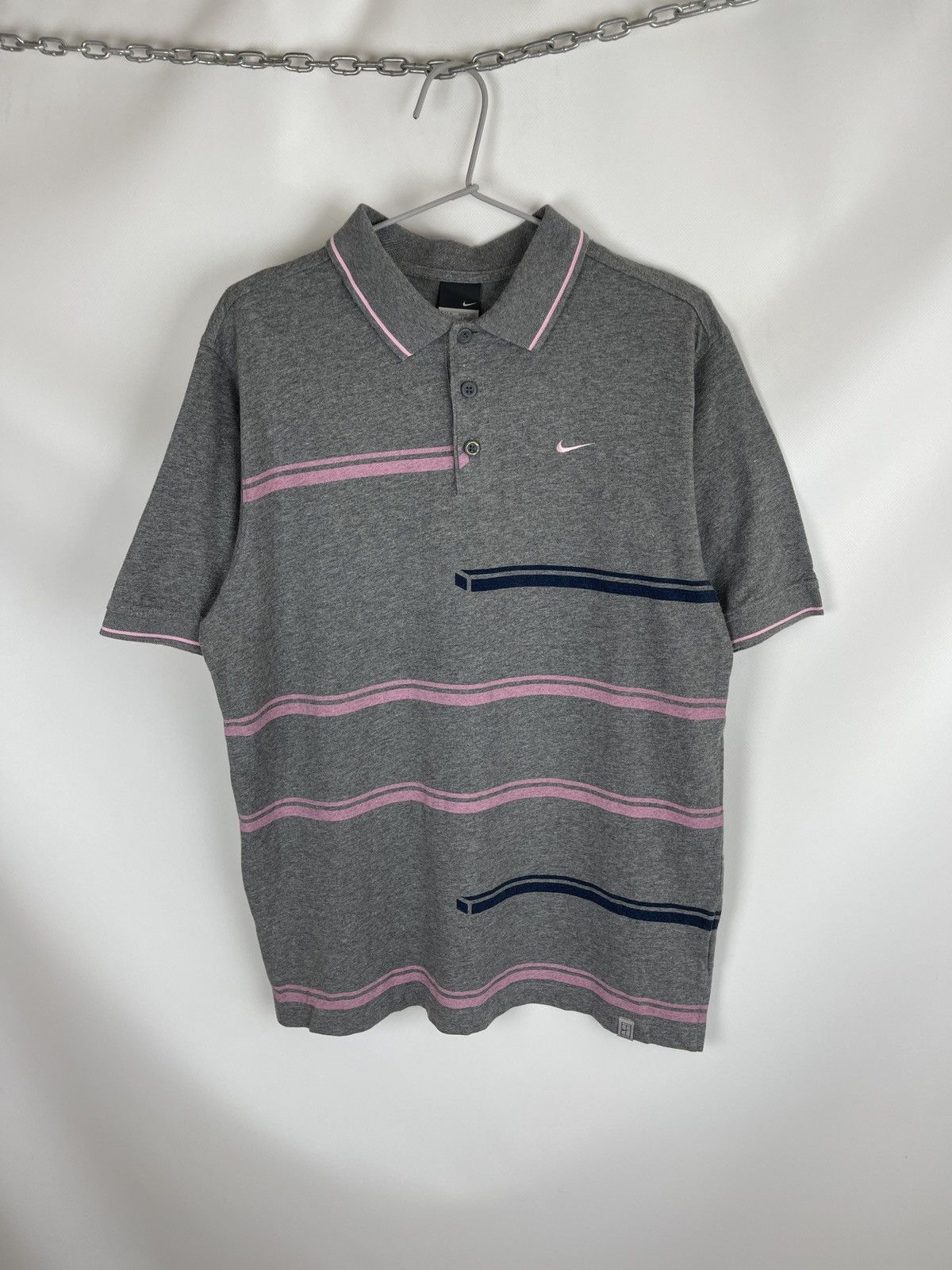 Nike Nike vintage y2k grey striped pink blue tennis court polo Size US M / EU 48-50 / 2 - 1 Thumbnail
