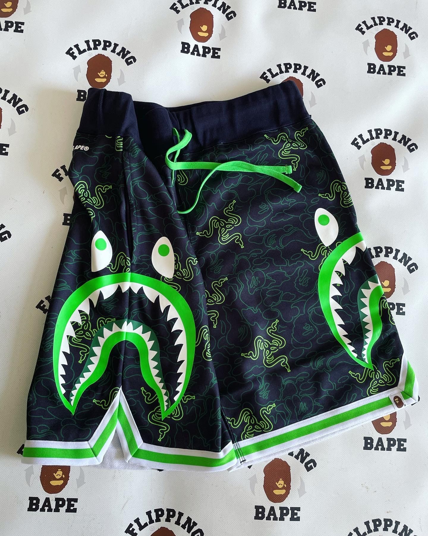 BAPE X RAZER NEON CAMO BASKETBALL SWEAT SHORTS