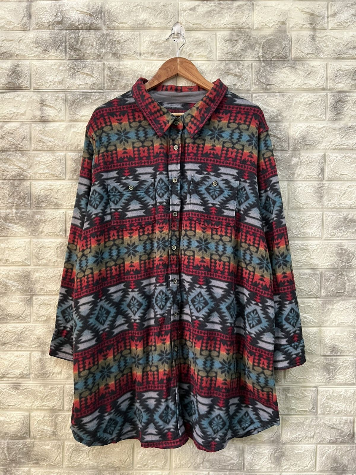 image of Vintage Printed Button Shirt Nice Design, Men's (Size 2XL)