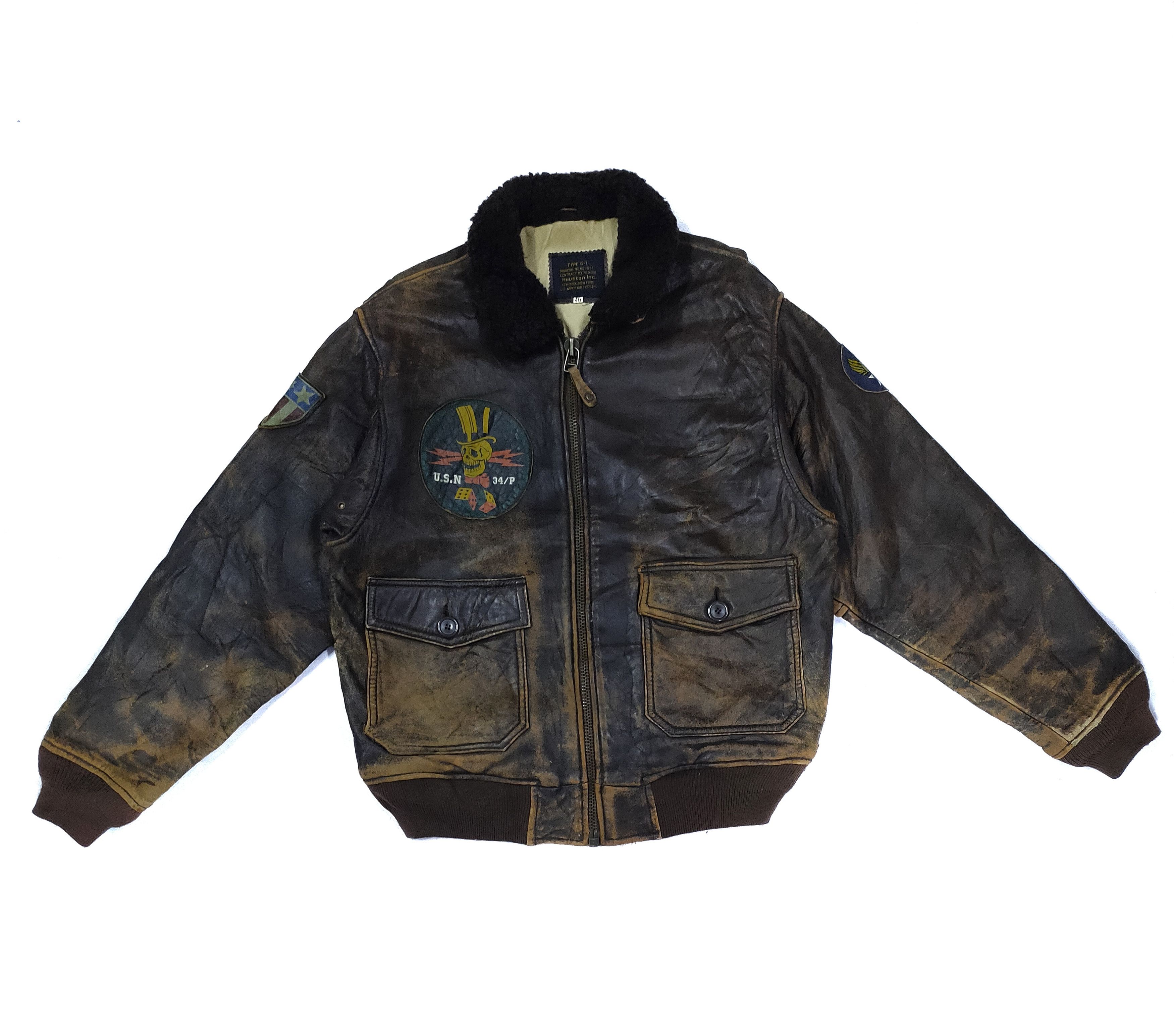 Vintage Vintage Houston USN Type G-1 Leather Jacket | Grailed