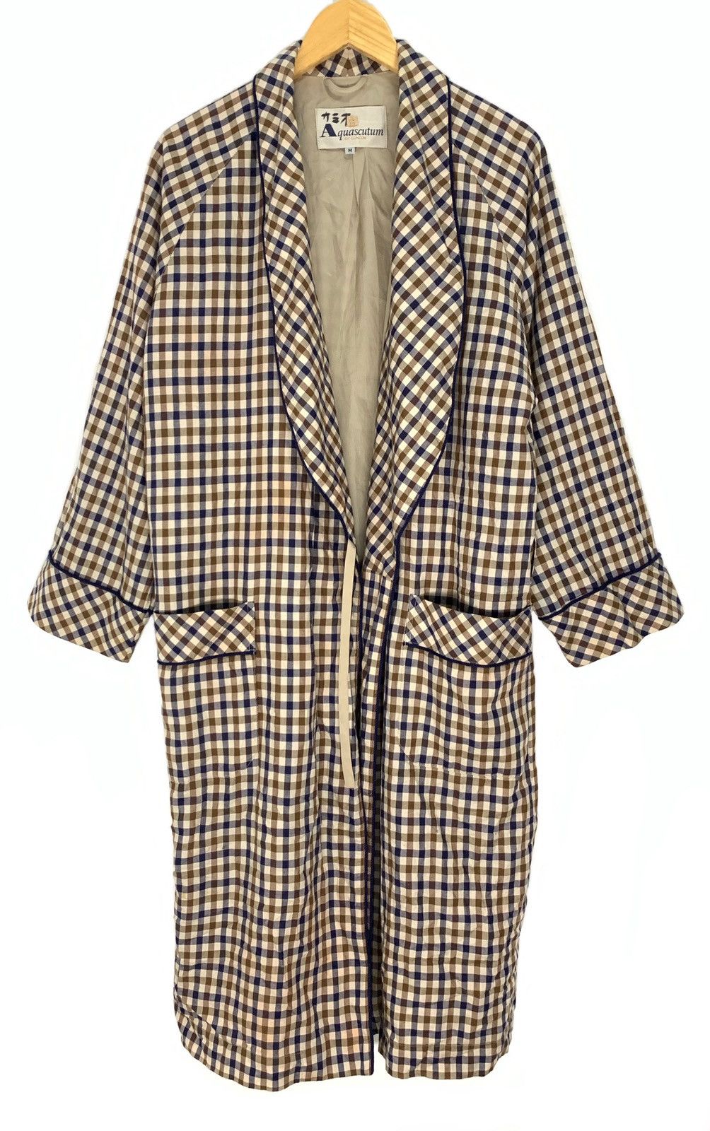 Aquascutum × Designer × Vintage 🔥 Aquascutum Checked Luxury Sleeping Pajama Trench Coat Size US M / EU 48-50 / 2 - 1 Thumbnail