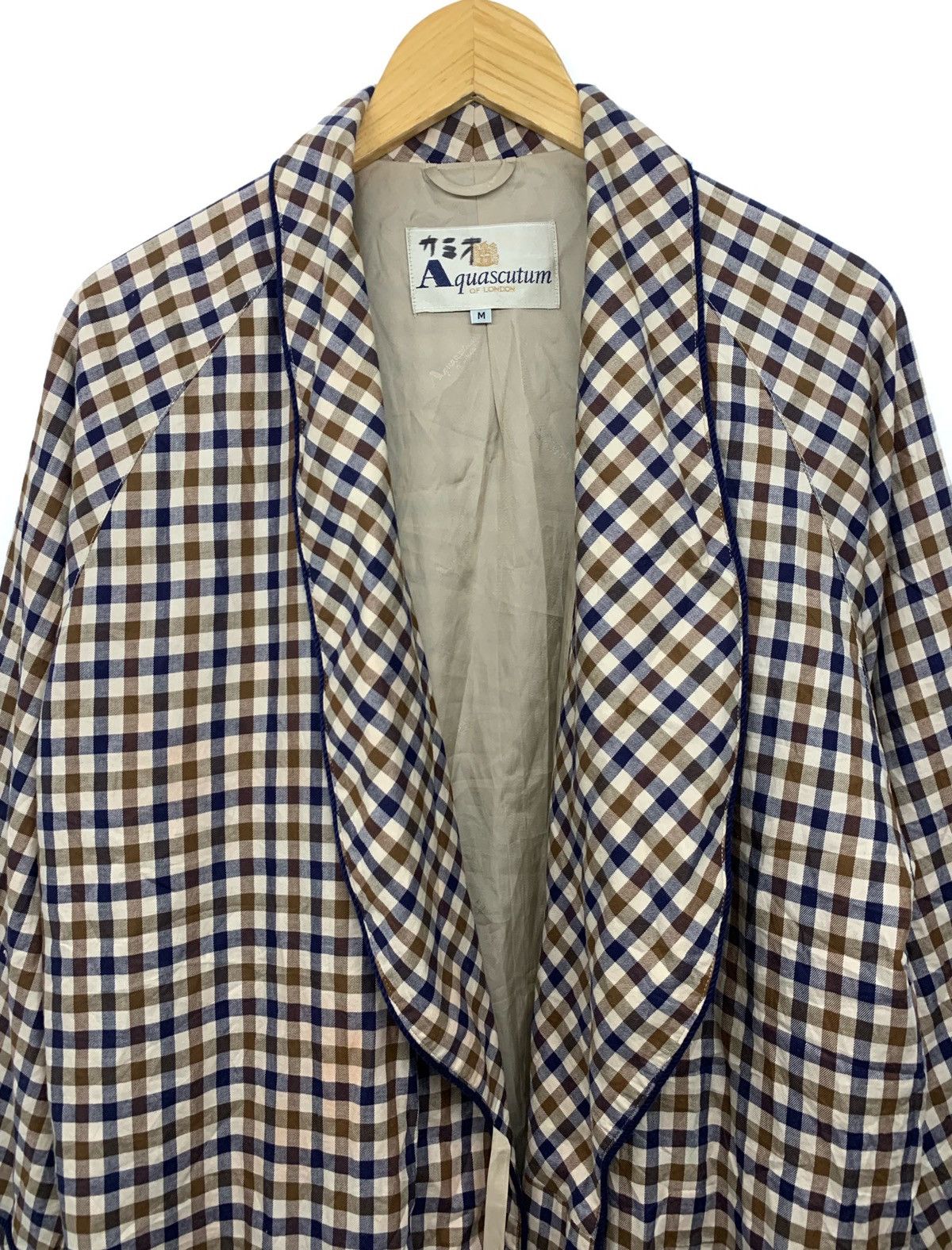 Aquascutum × Designer × Vintage 🔥 Aquascutum Checked Luxury Sleeping Pajama Trench Coat Size US M / EU 48-50 / 2 - 2 Thumbnail