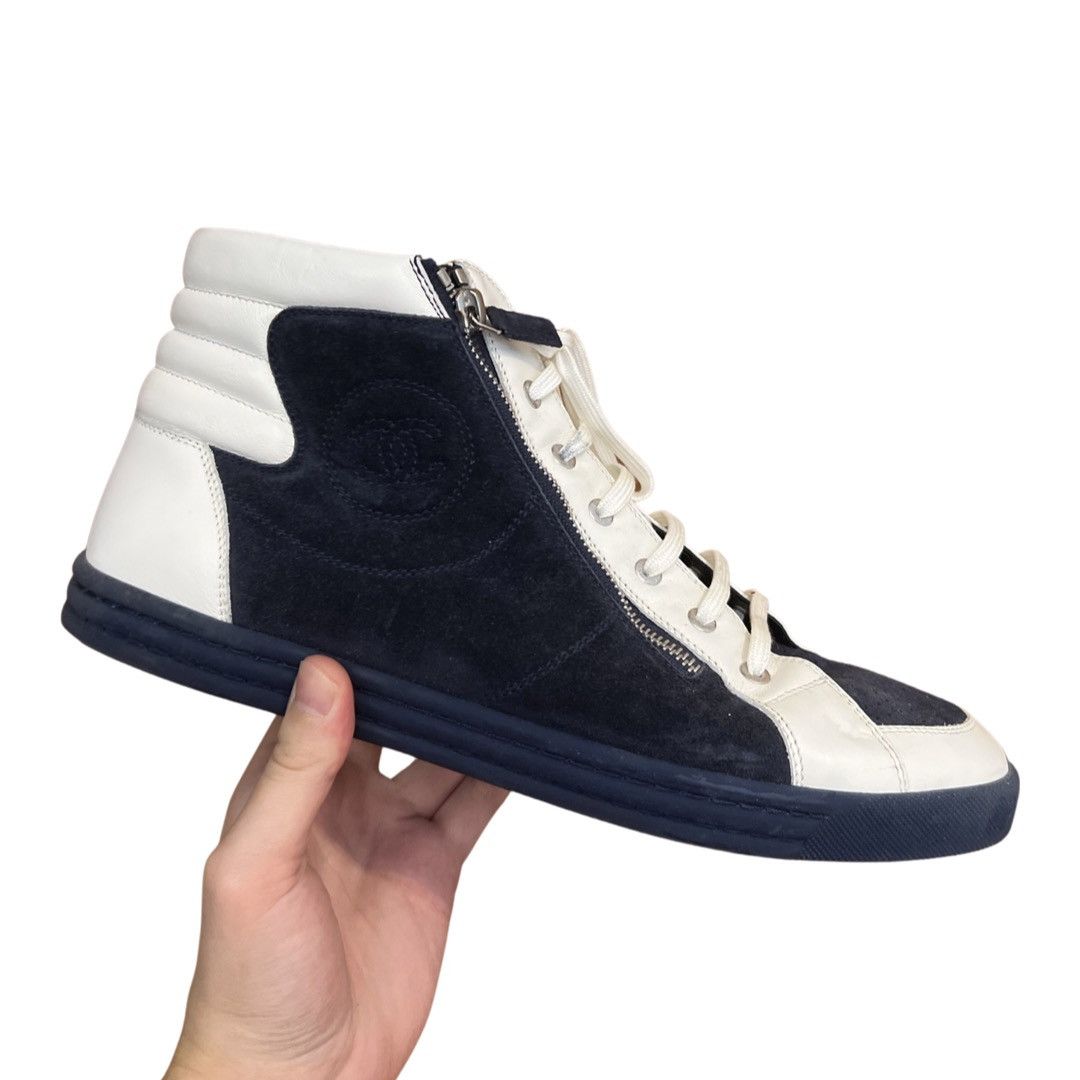 image of Chanel Hightop Sneakers in Dark Blue, Men's (Size 12)