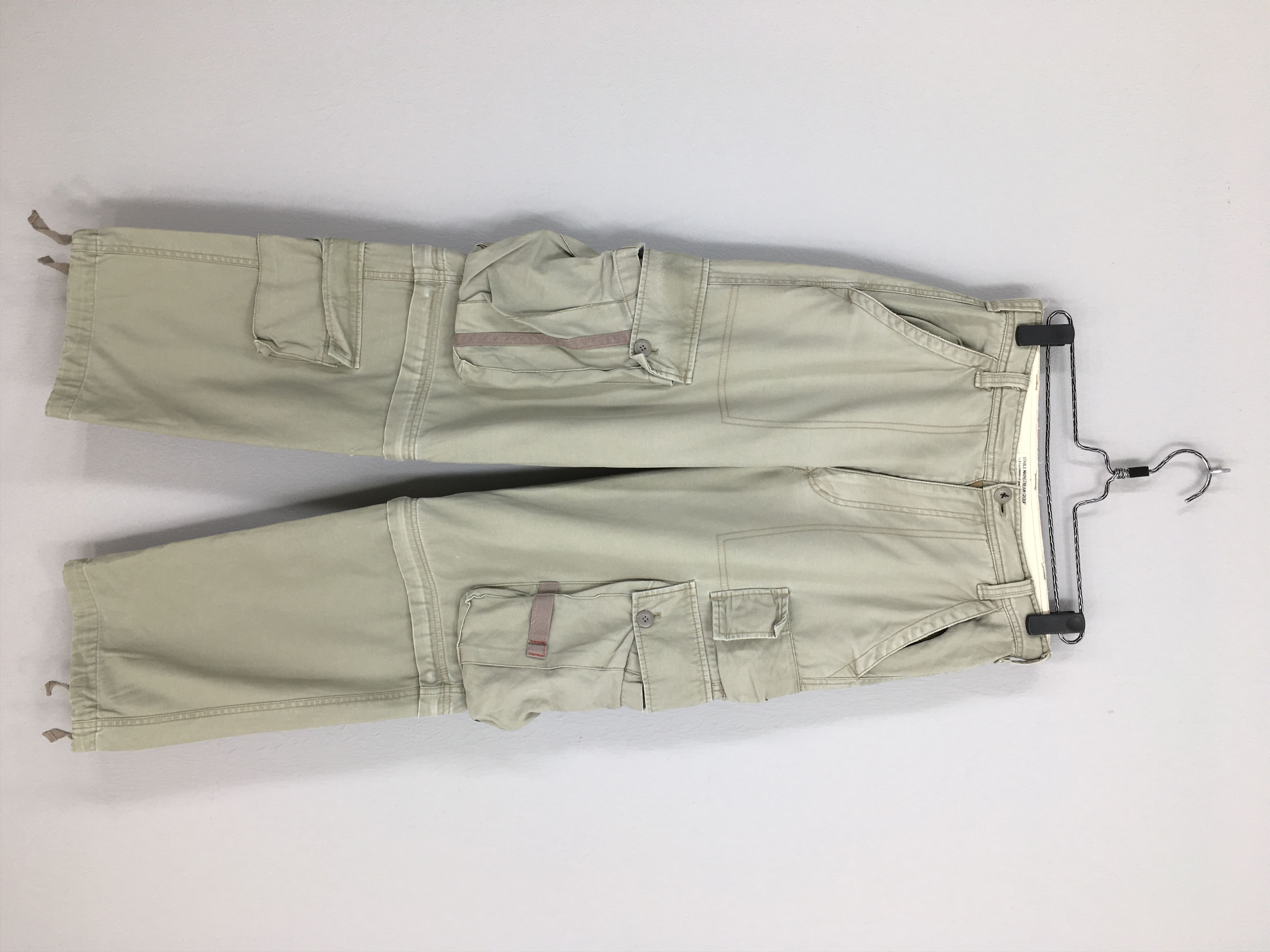 image of Chevre Cargo Pants Military Style Drawstring Hem Size 30 in Grey, Men's