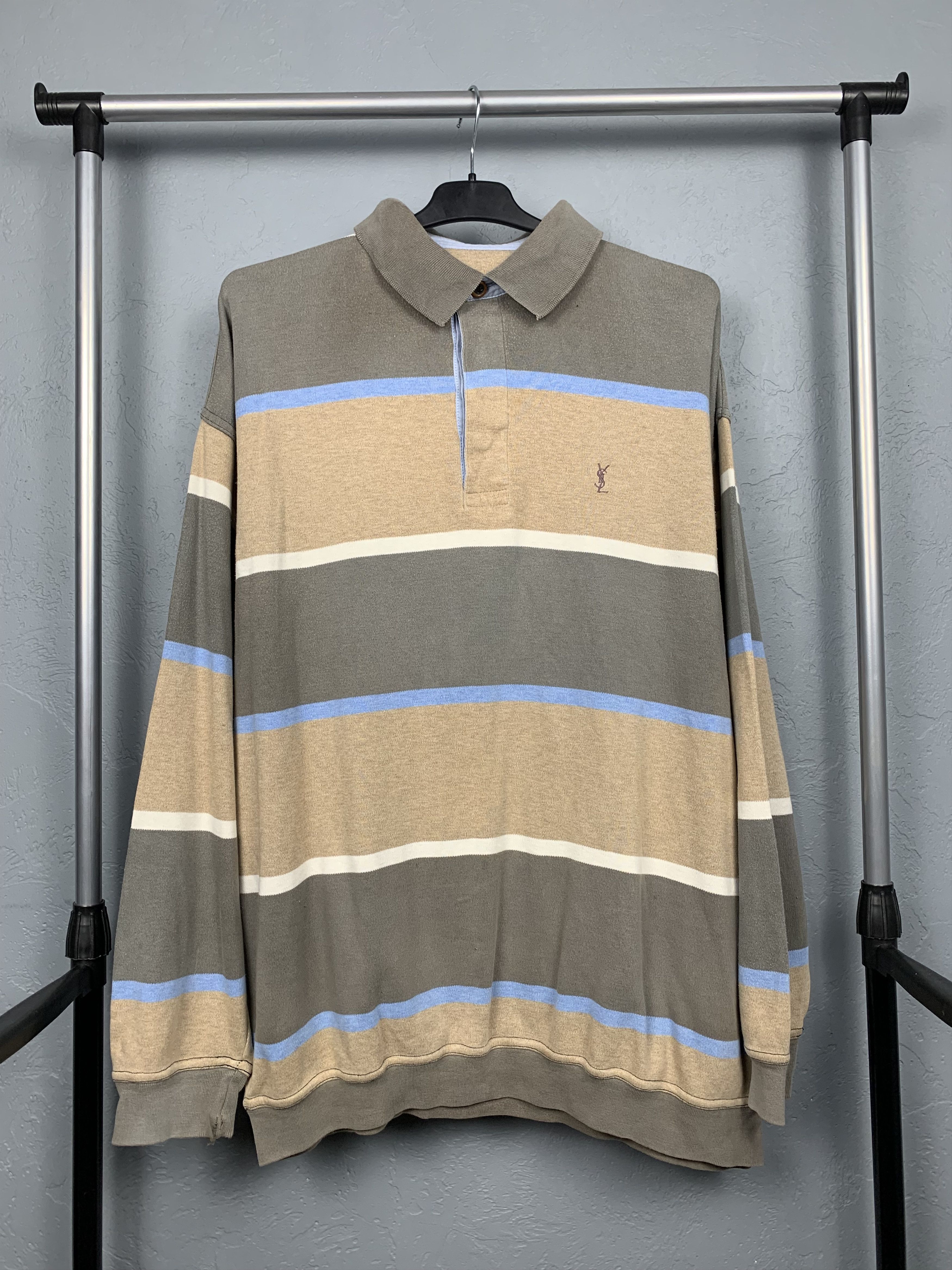 Yves Saint Laurent YSL Mens Long Sleeve Polo Shirt