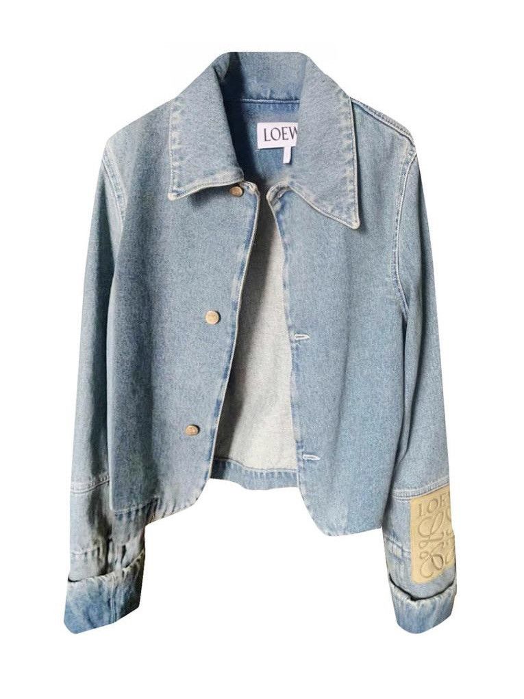 Image of Loewe Cropped Denim Jacket Indigo in Blue, Men's (Size Small)