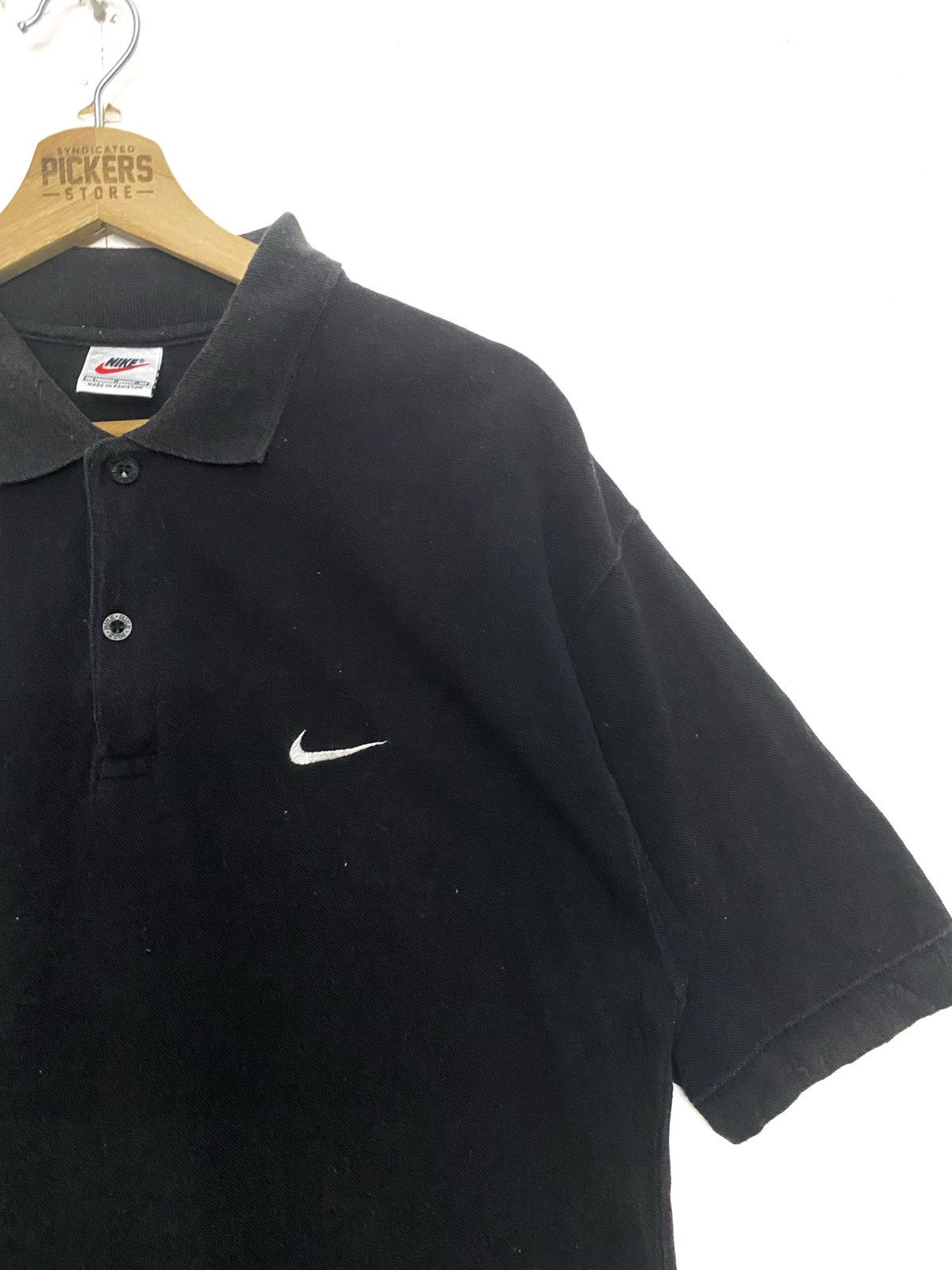 Nike × Vintage Vintage 90s Nike Polo Tee Small Logo Embroidery Black Size US L / EU 52-54 / 3 - 3 Thumbnail