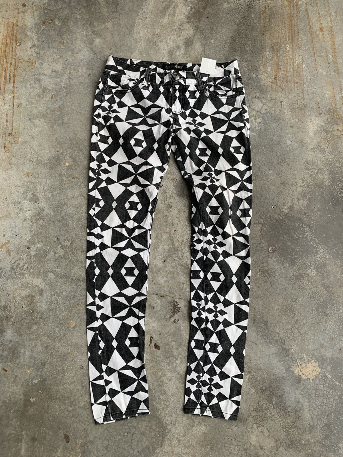 image of Japanesebrand Cecil Mcbee Full Printed Skinny Fit Pant in Black, Men's (Size 28)