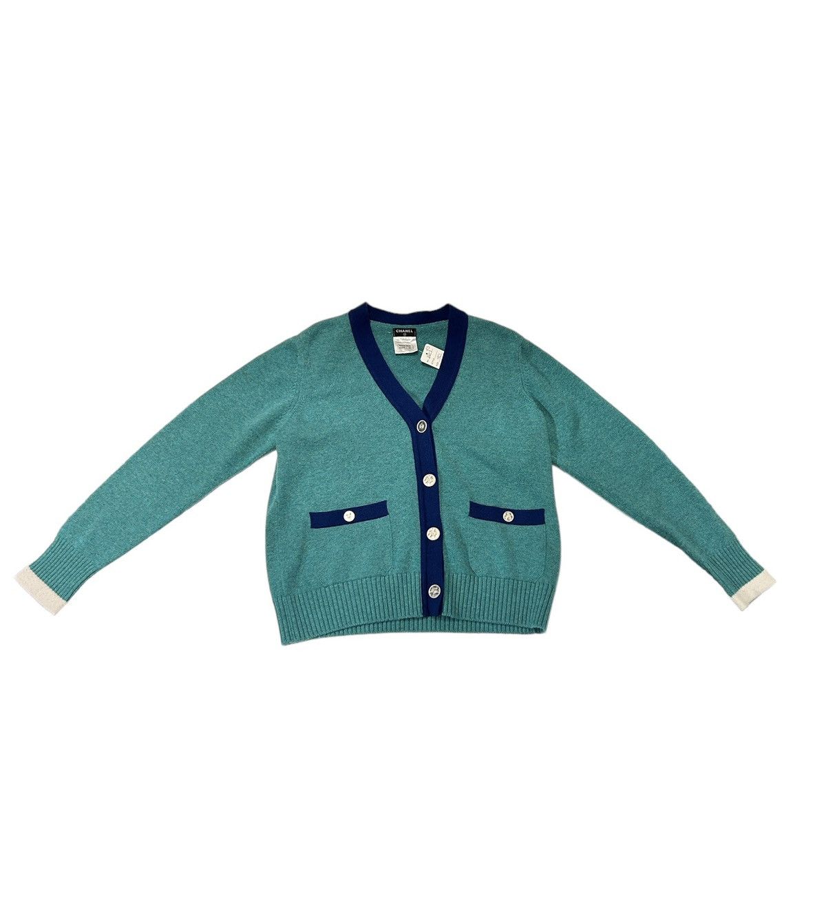 Chanel teal cardigan