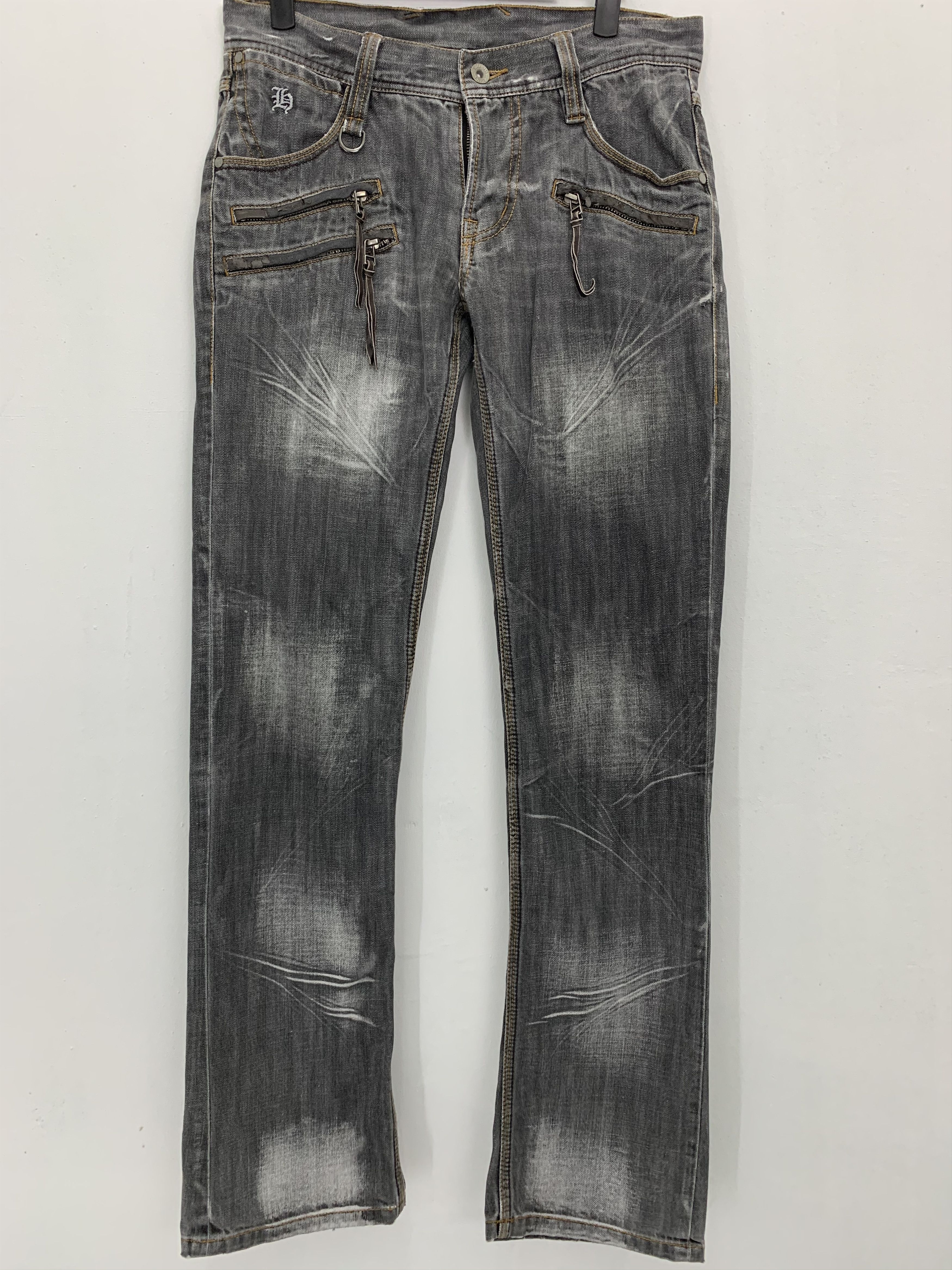 Denim HIDEWAYS NICOLE Biker Faded Grey Multipocket Pants