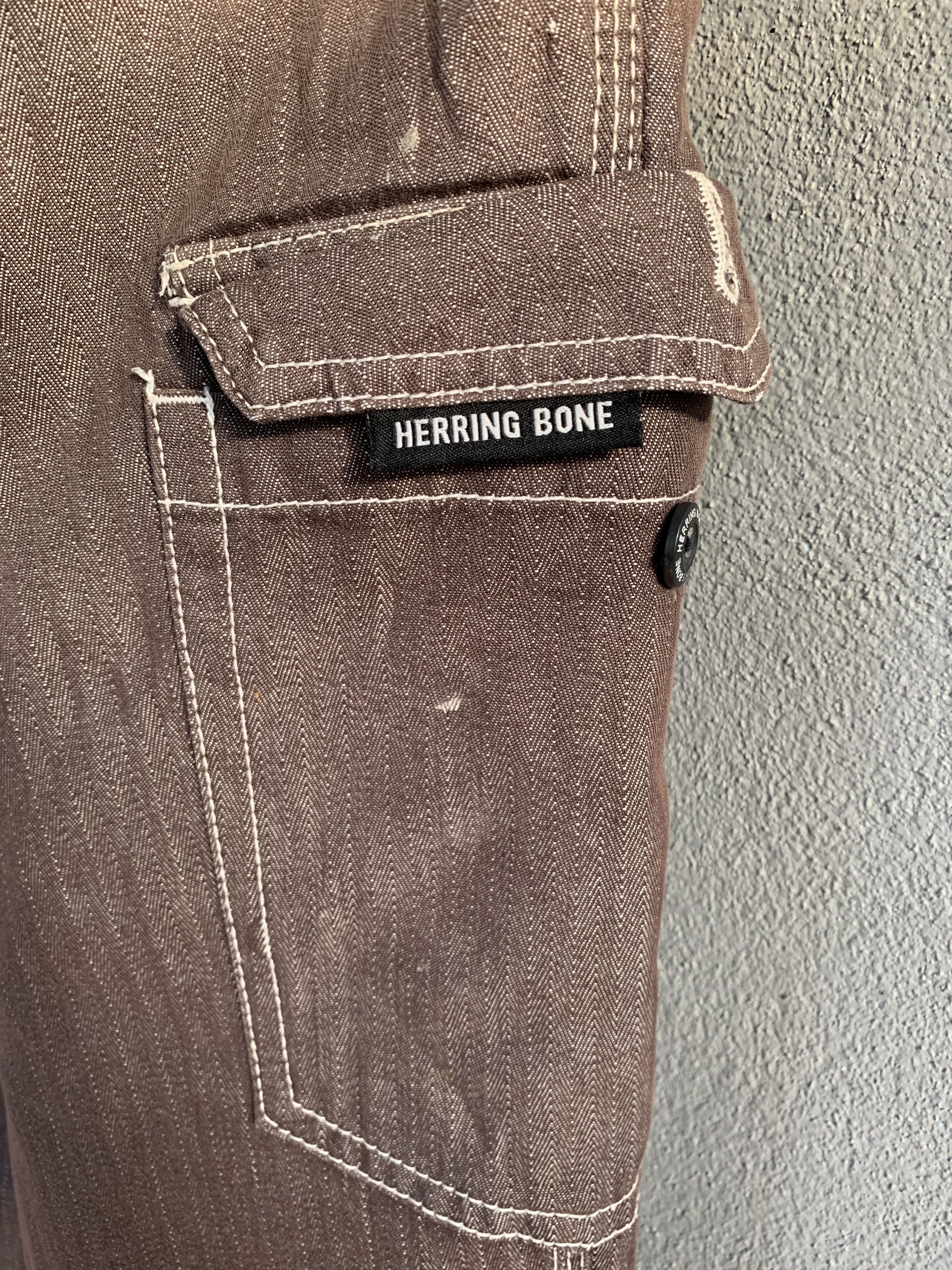Japanese Brand Cargo Pants Herring Bone Brown Over The Stripes Very Rare Size US 28 / EU 44 - 15 Thumbnail