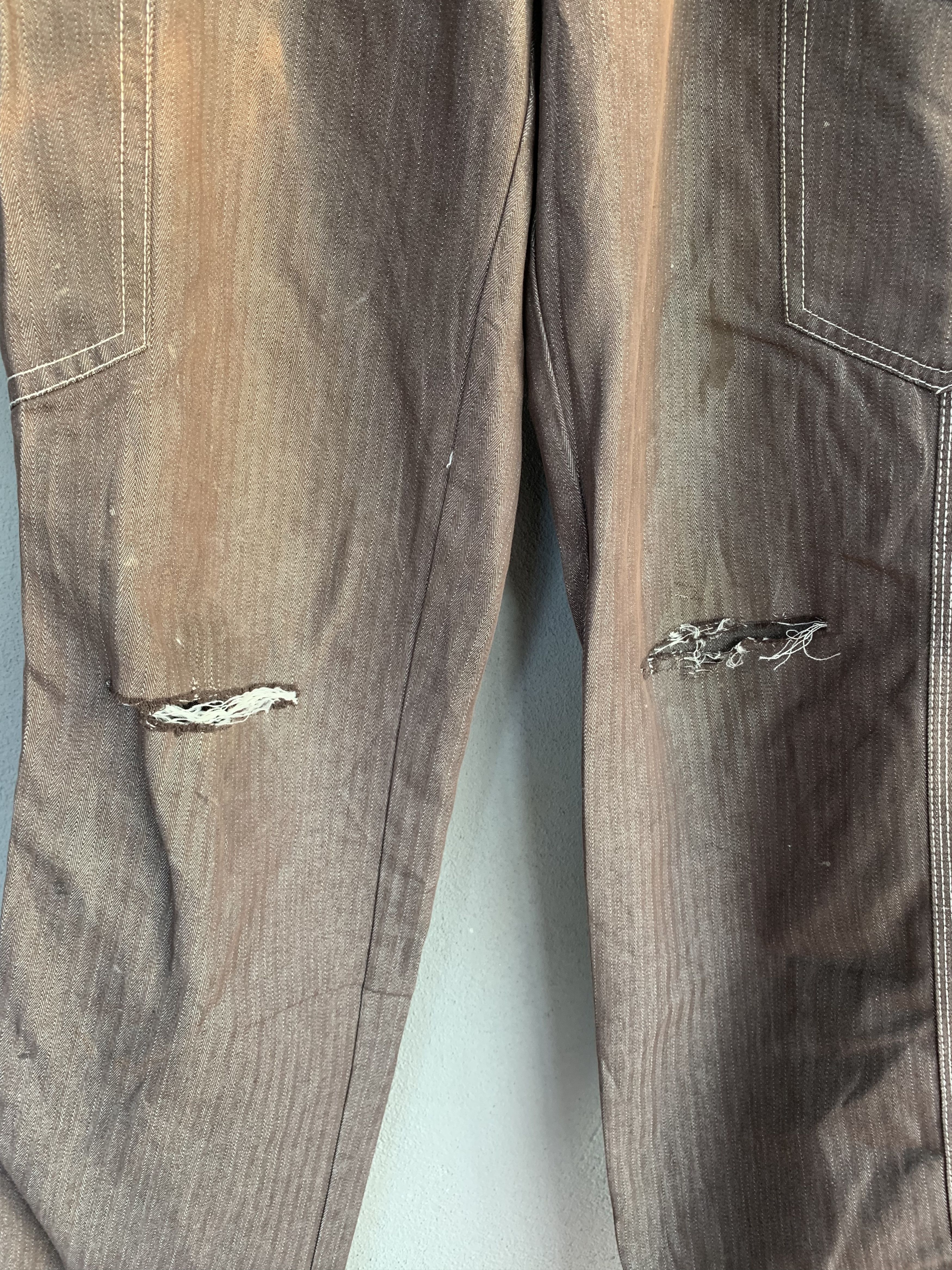 Japanese Brand Cargo Pants Herring Bone Brown Over The Stripes Very Rare Size US 28 / EU 44 - 5 Thumbnail