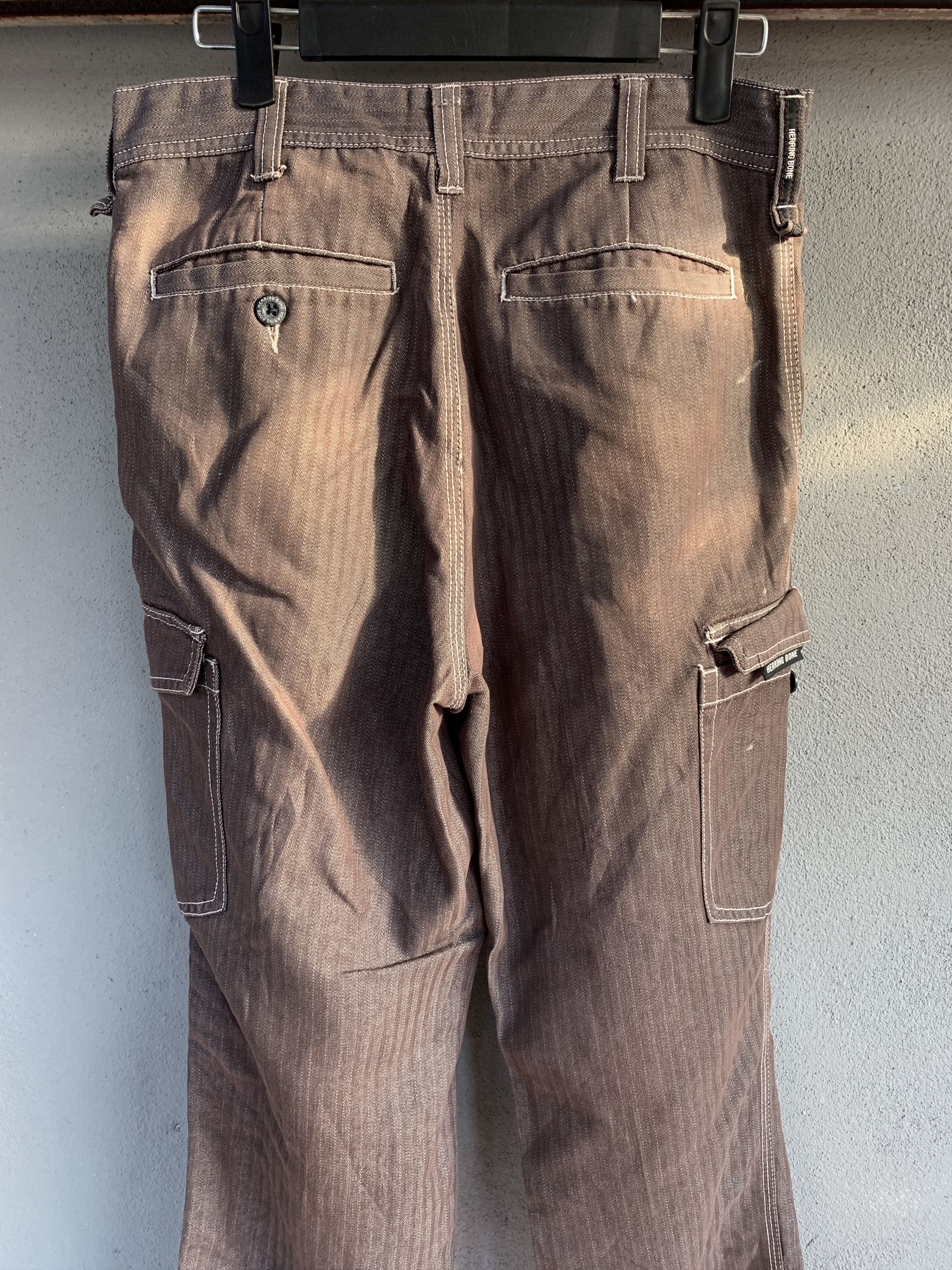 Japanese Brand Cargo Pants Herring Bone Brown Over The Stripes Very Rare Size US 28 / EU 44 - 12 Thumbnail