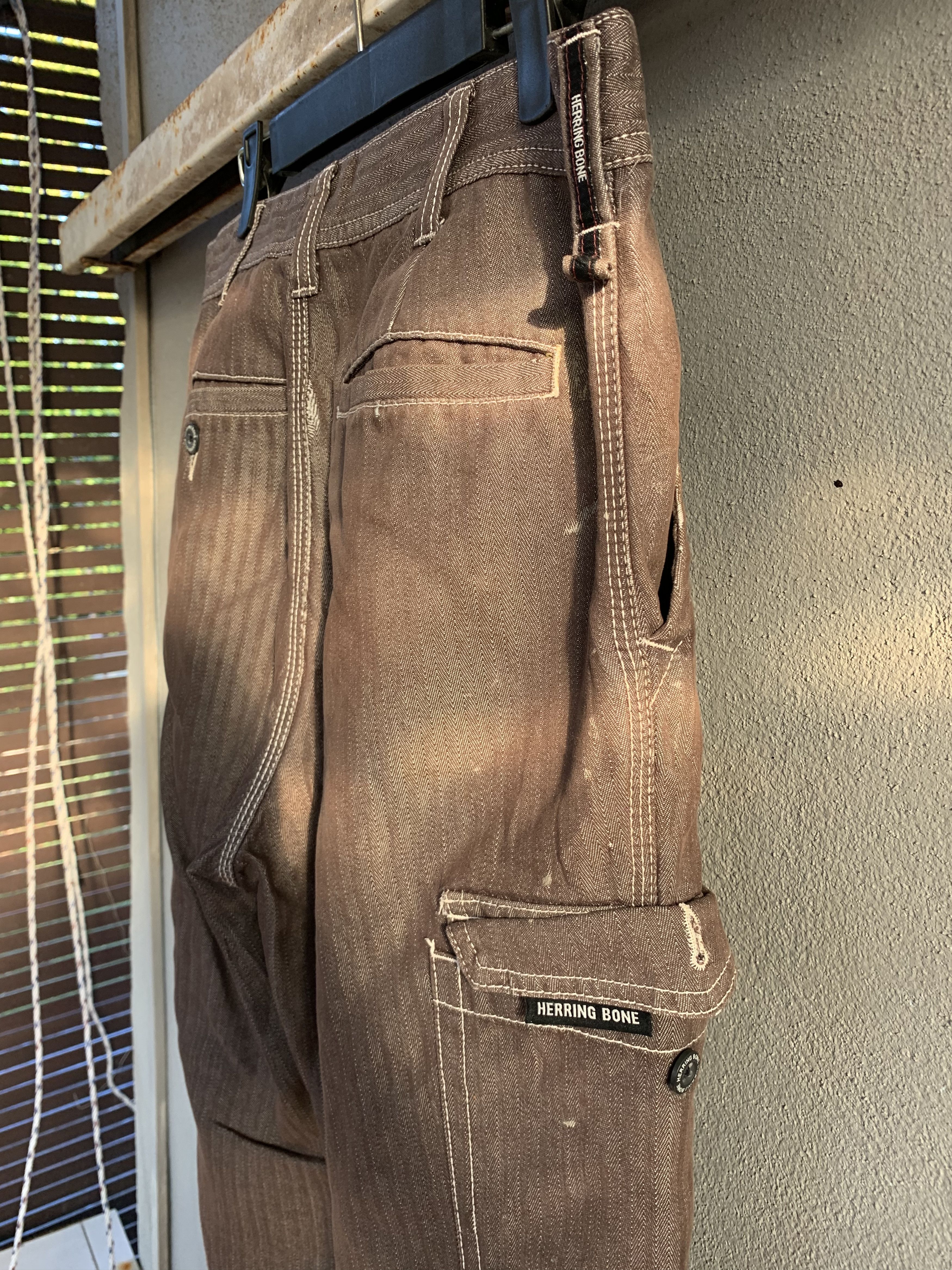 Japanese Brand Cargo Pants Herring Bone Brown Over The Stripes Very Rare Size US 28 / EU 44 - 16 Thumbnail