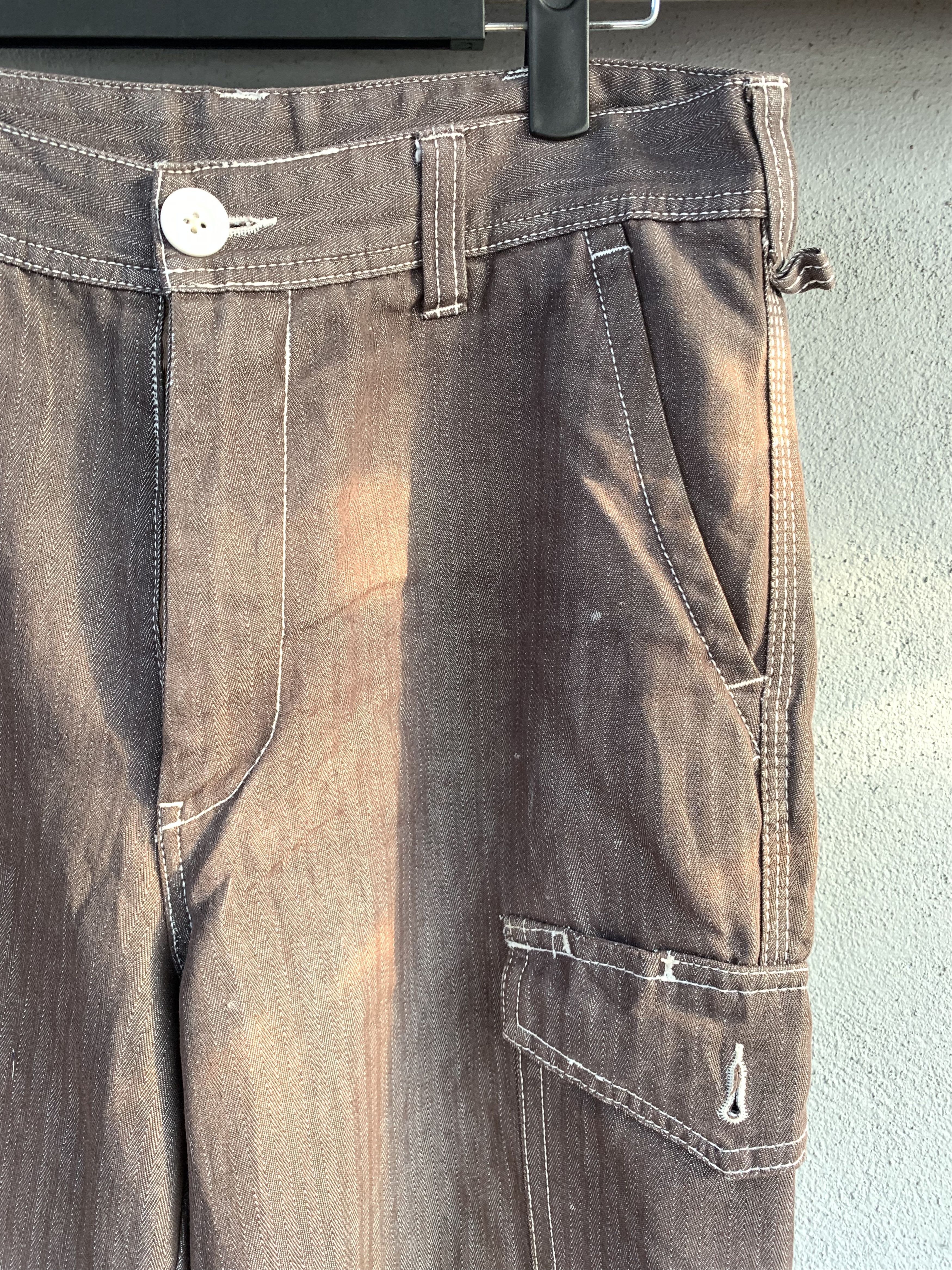 Japanese Brand Cargo Pants Herring Bone Brown Over The Stripes Very Rare Size US 28 / EU 44 - 7 Thumbnail