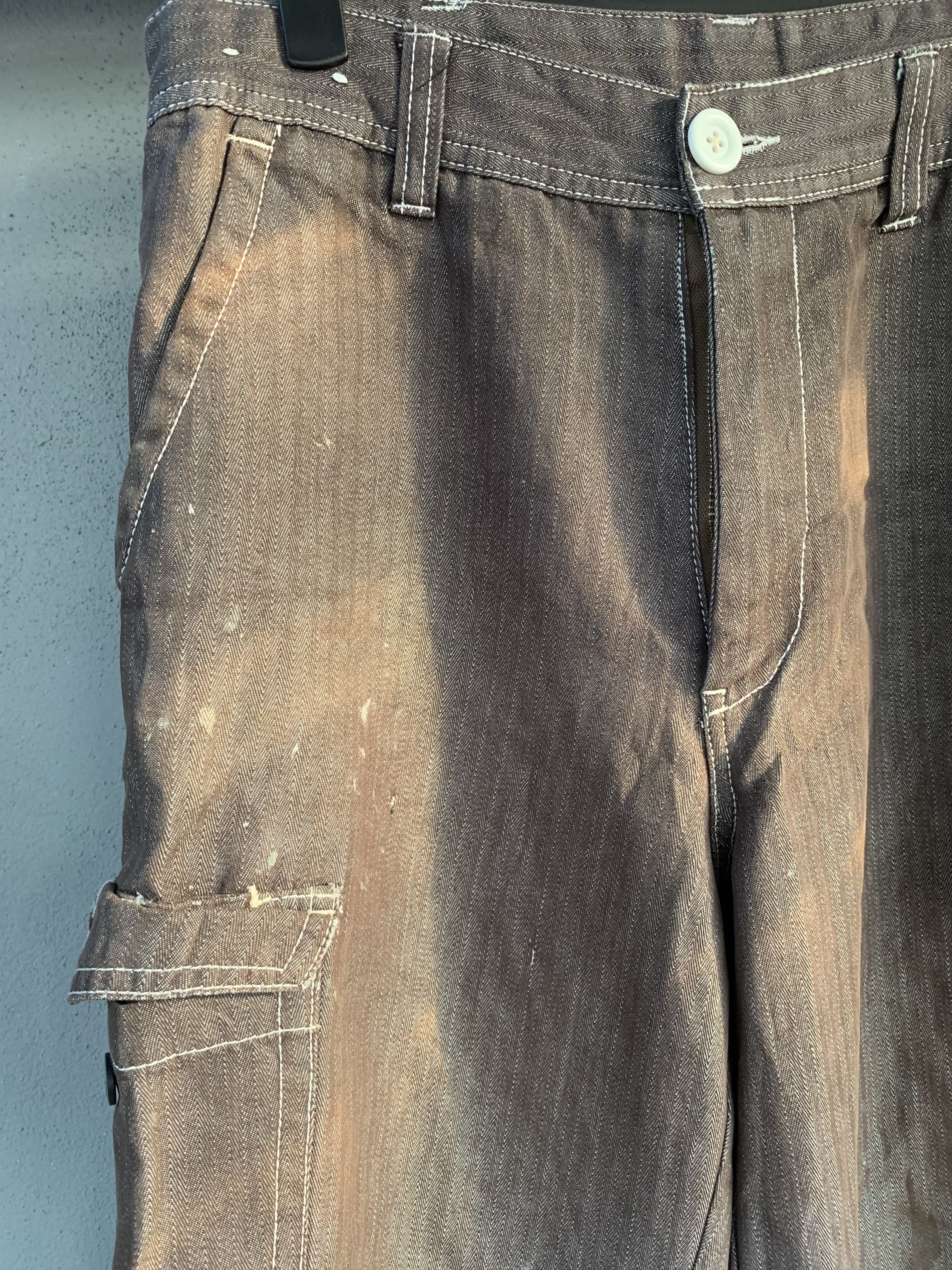 Japanese Brand Cargo Pants Herring Bone Brown Over The Stripes Very Rare Size US 28 / EU 44 - 6 Thumbnail