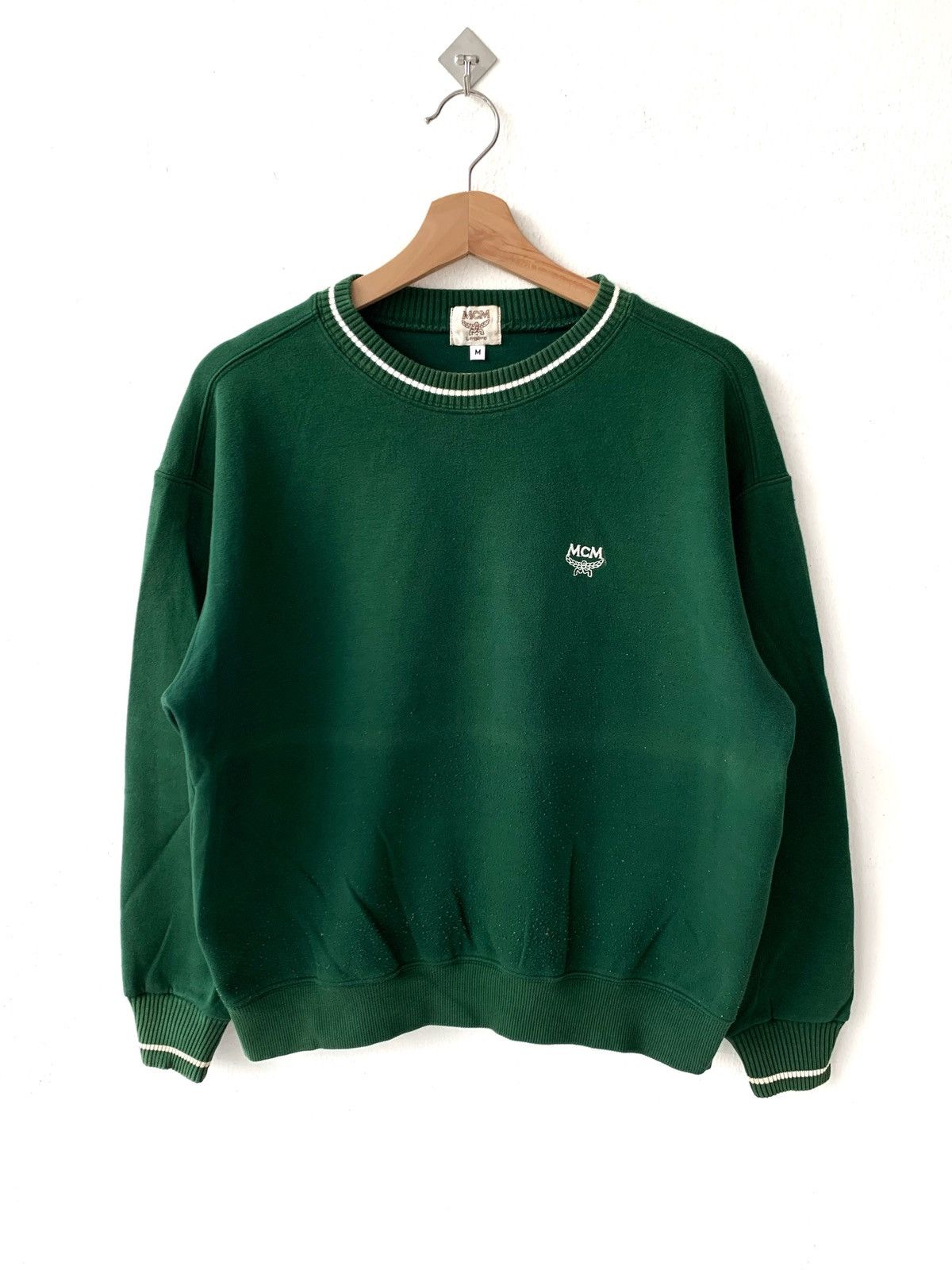 Designer Vintage MCM Ringer Green Crewneck Sweatshirt Size US M / EU 48-50 / 2 - 1 Thumbnail