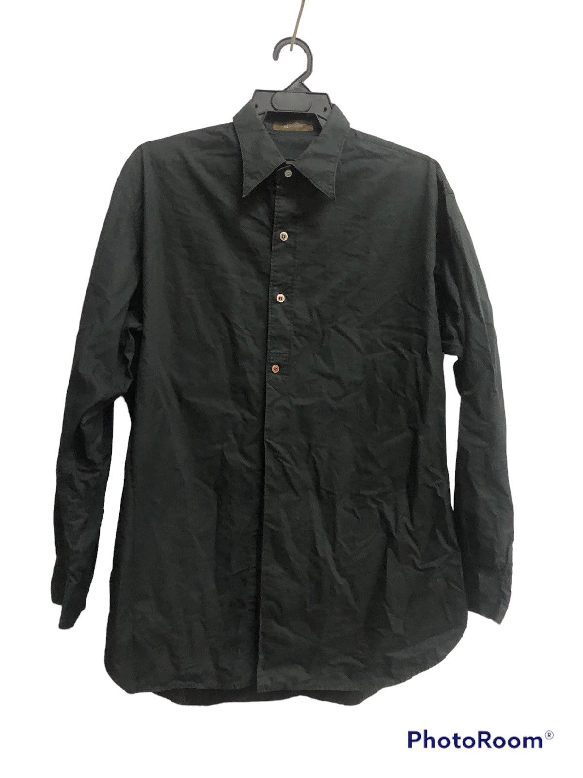 image of Yohji Yamamoto Long Sleve Button Up in Black, Men's (Size XL)